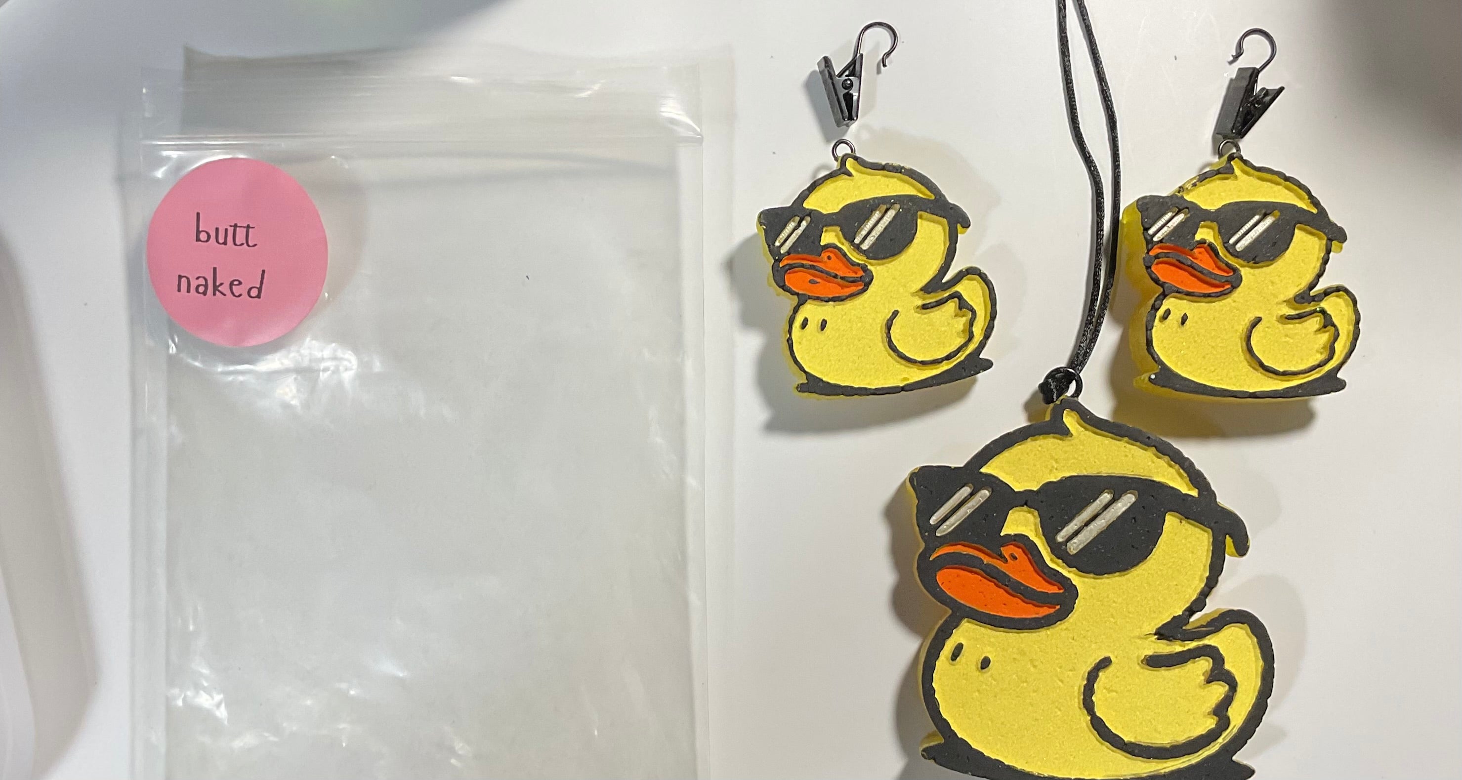 Freshie with 2 vent clips- Duck w/ sunglasses - Scent: Butt Naked