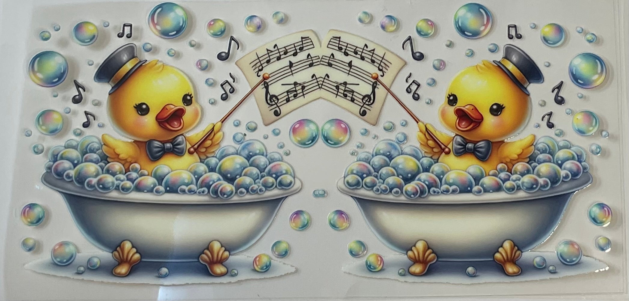 Duck in tub with musical note