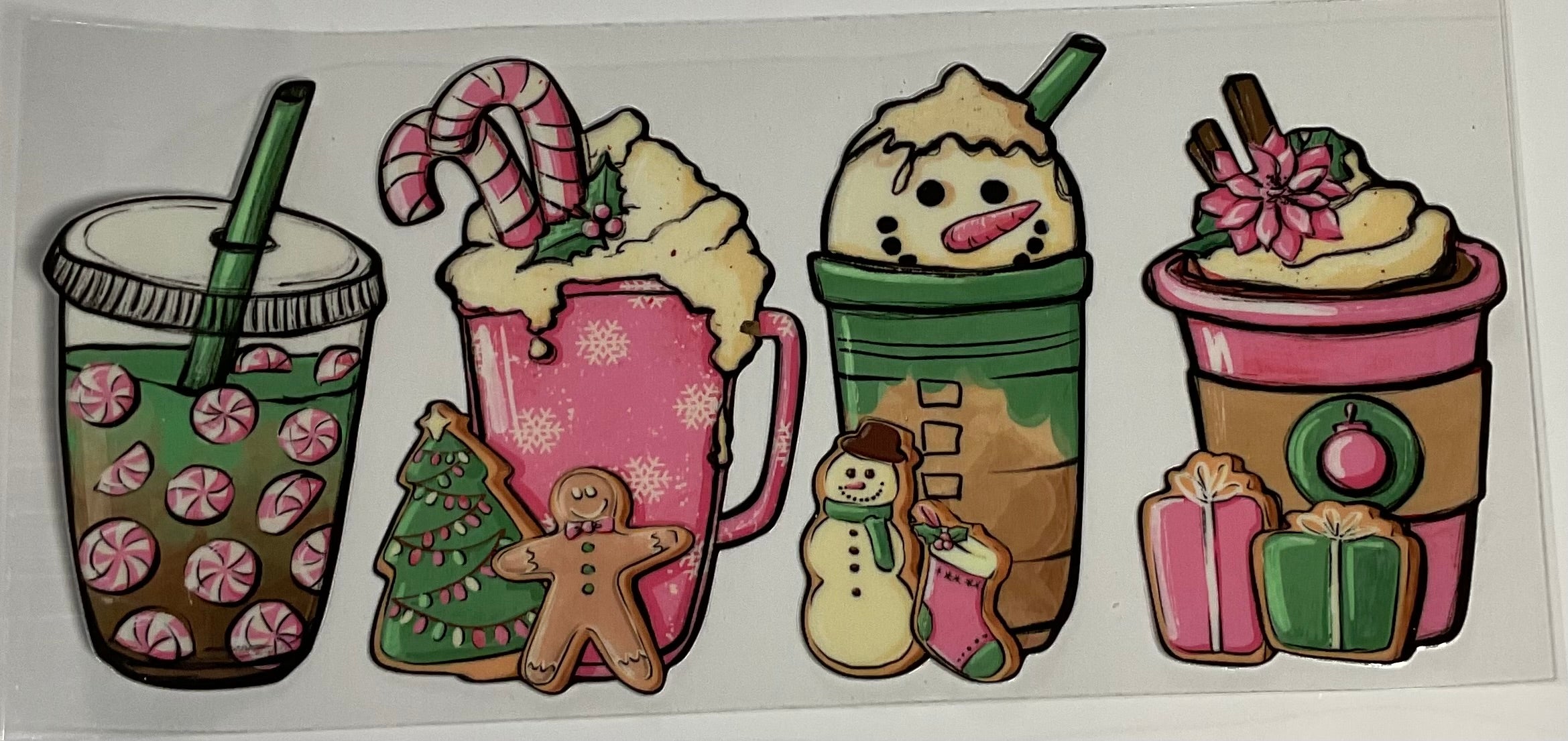 Pink & Green Christmas Cups