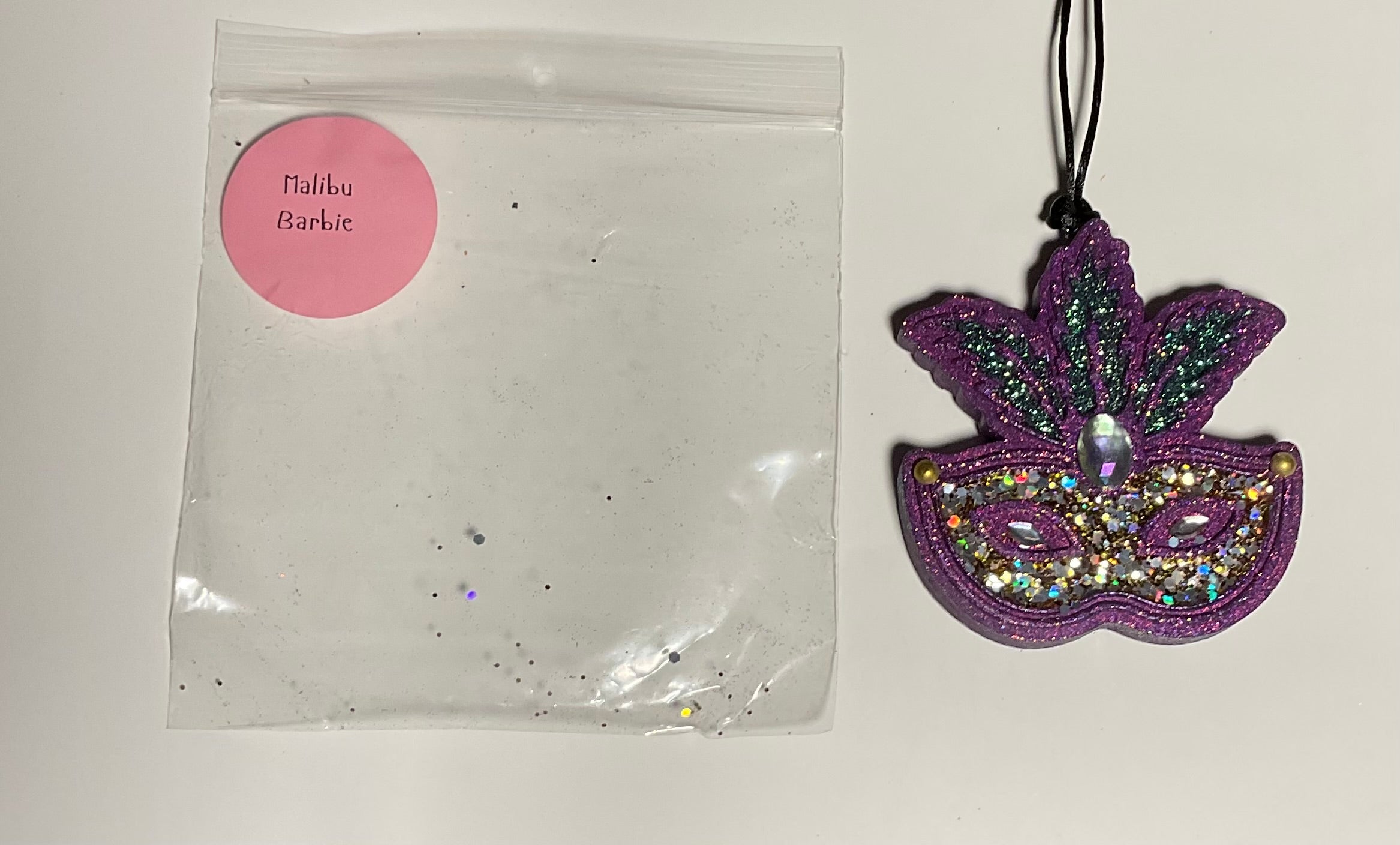 Freshie- Mardi Gras Mask - Scent: Malibu Barbie