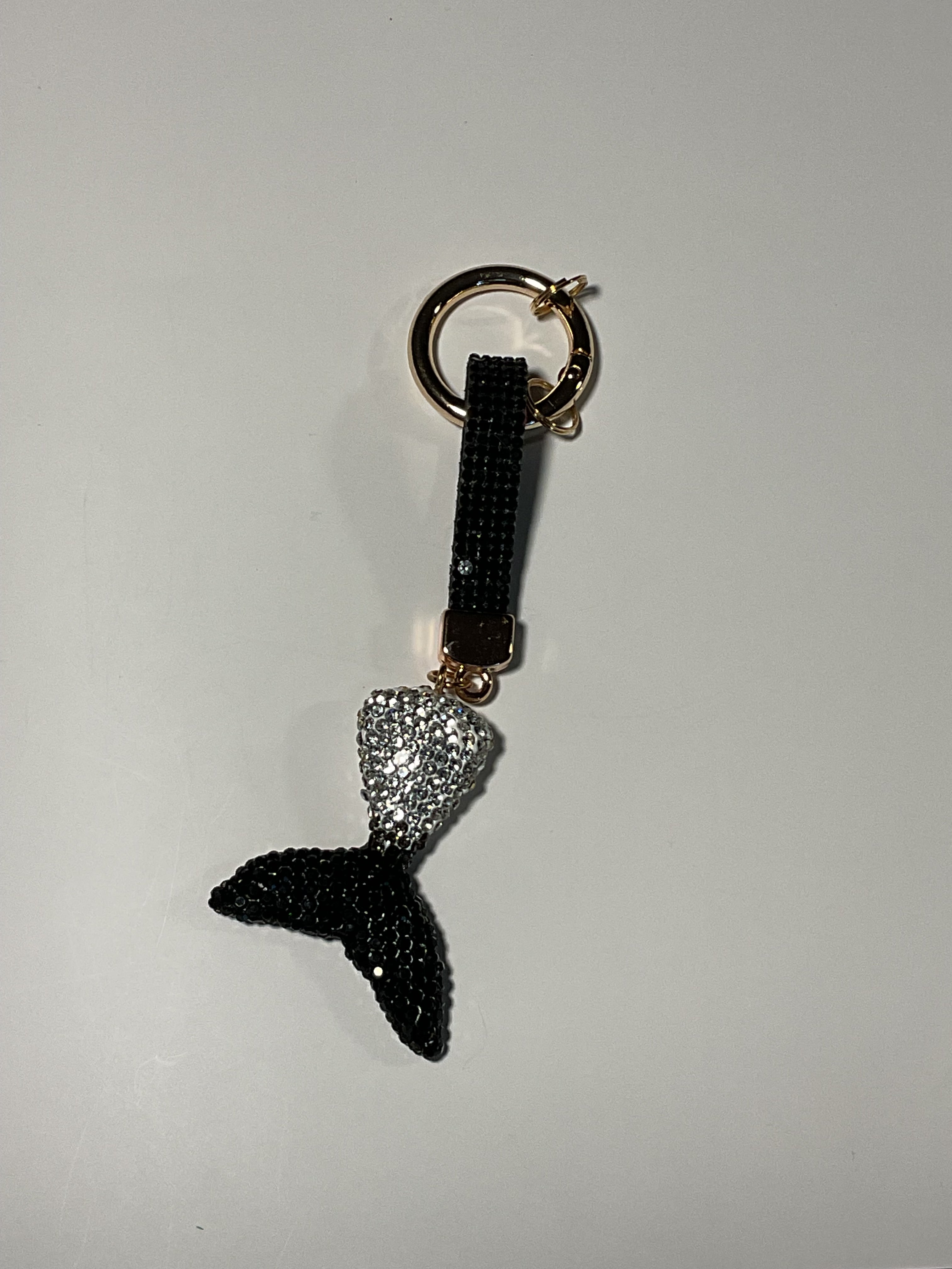 Rhinestone Keychain - Black Mermaid Tail