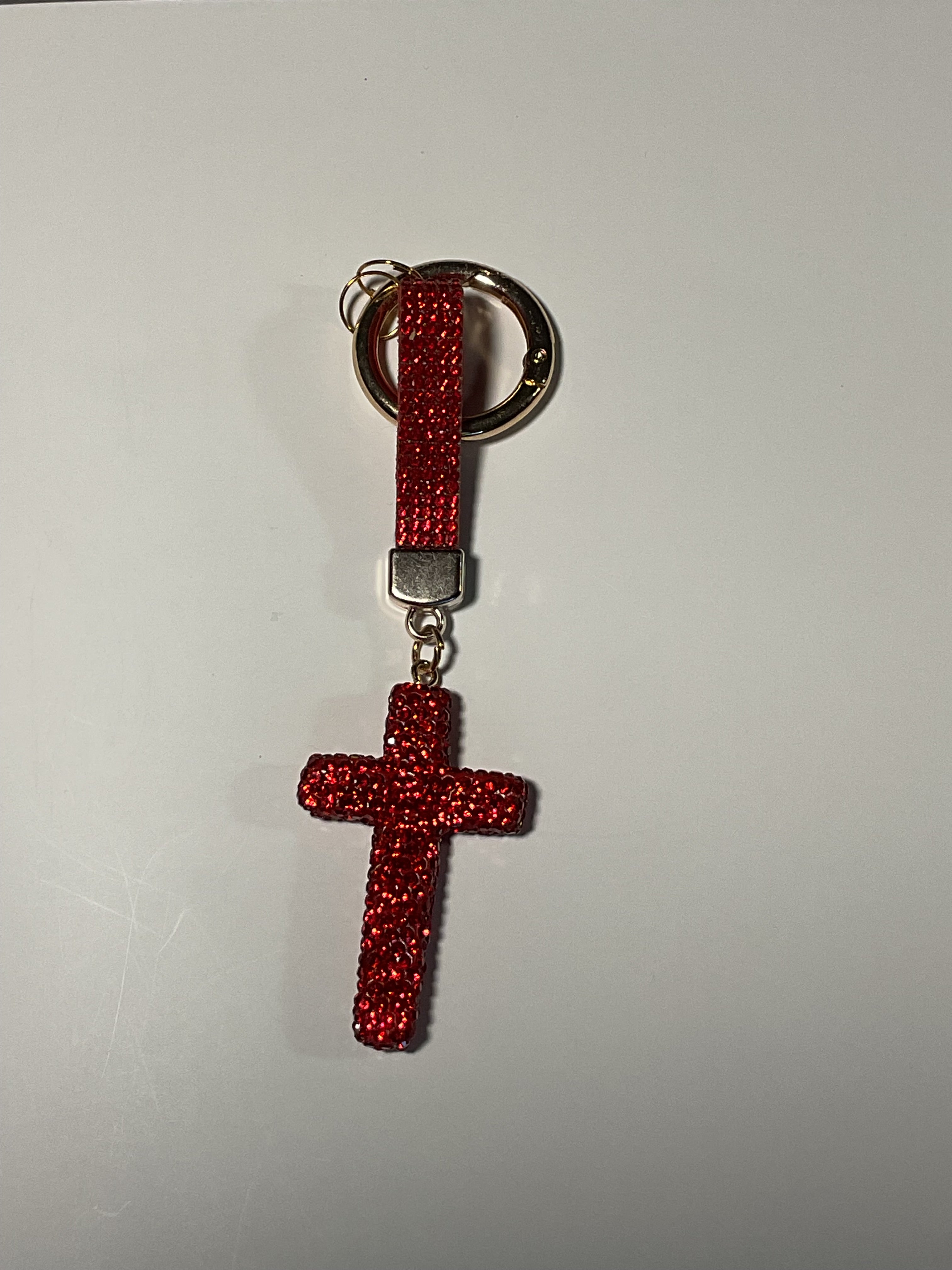 Rhinestone Keychain - Red Cross