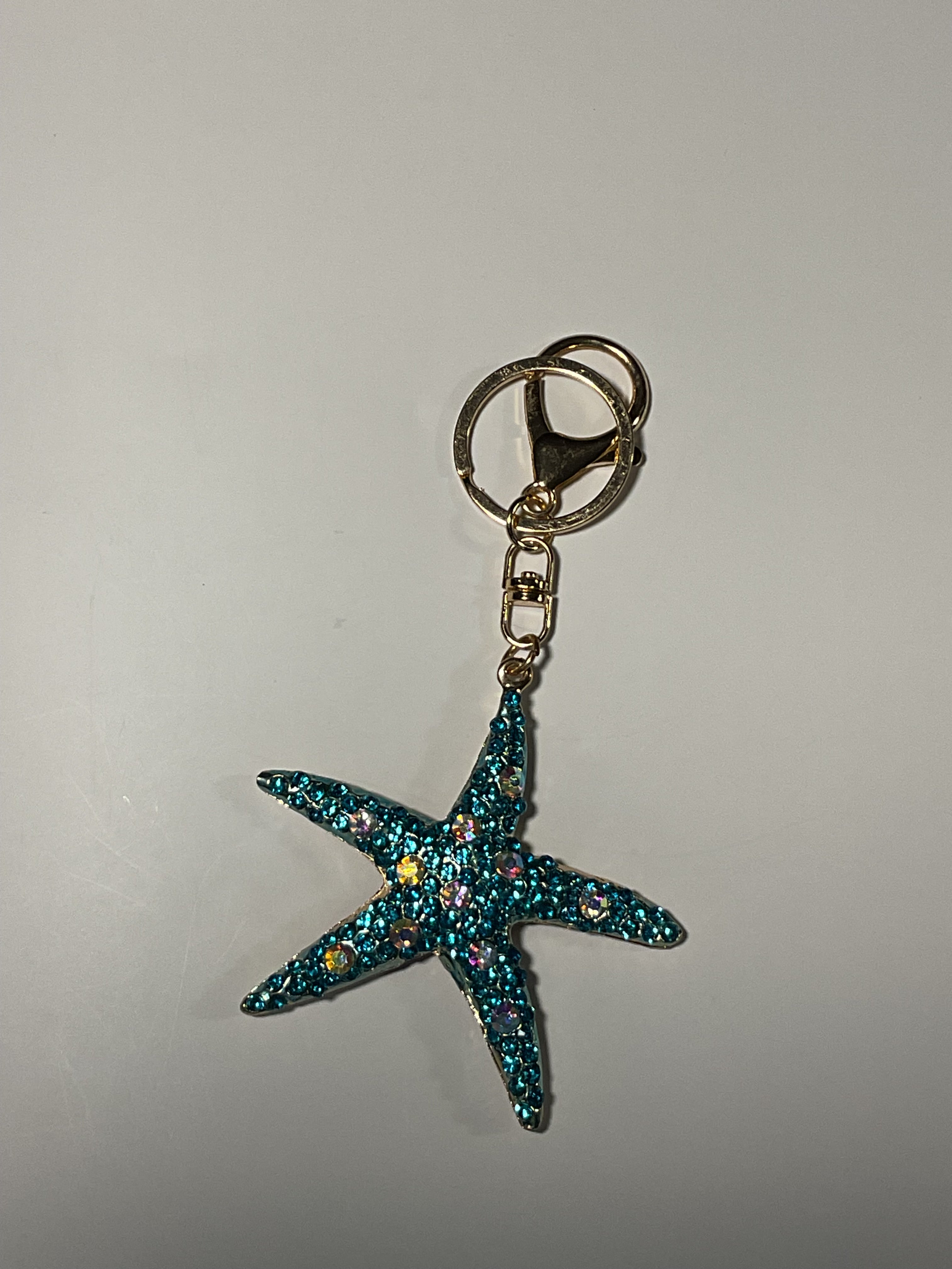 Rhinestone Keychain - Blue Starfish