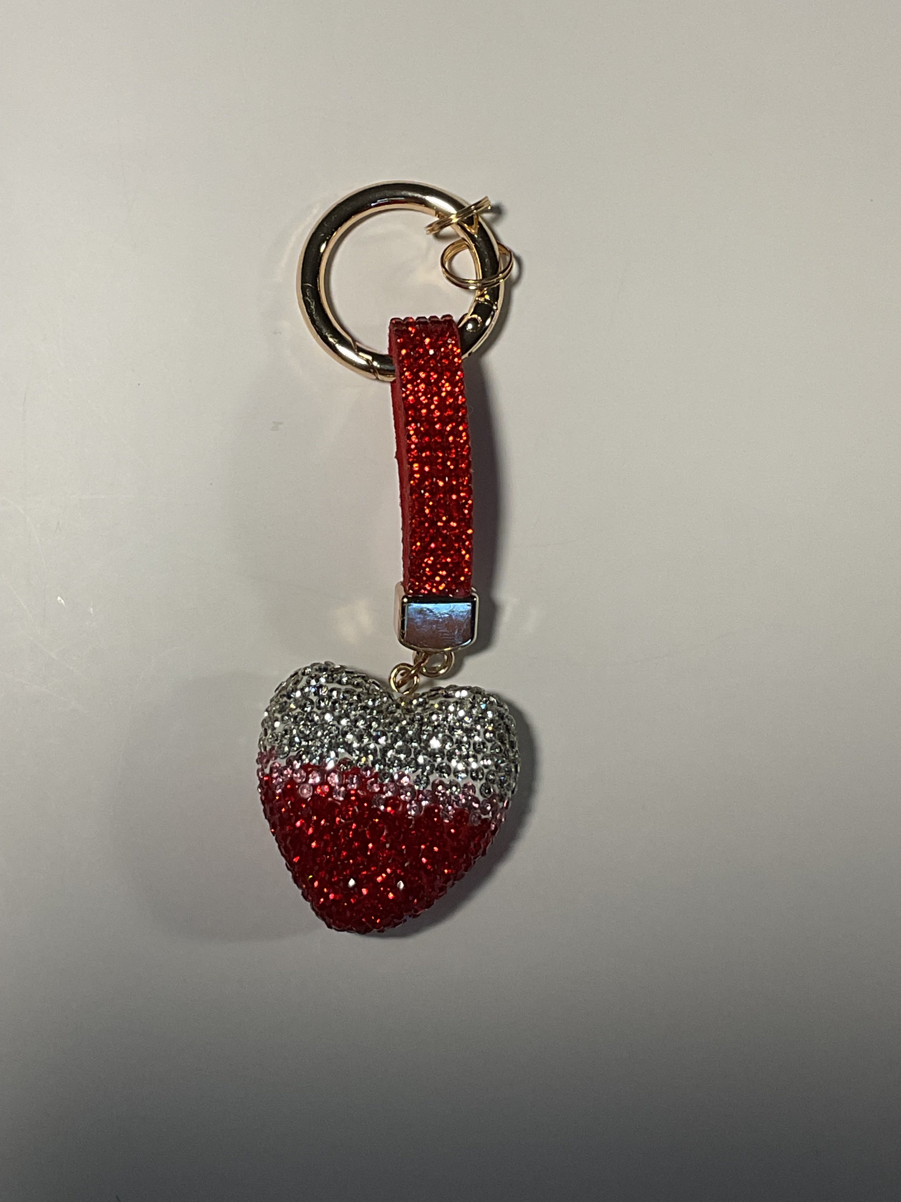 Rhinestone Keychain - Red Heart