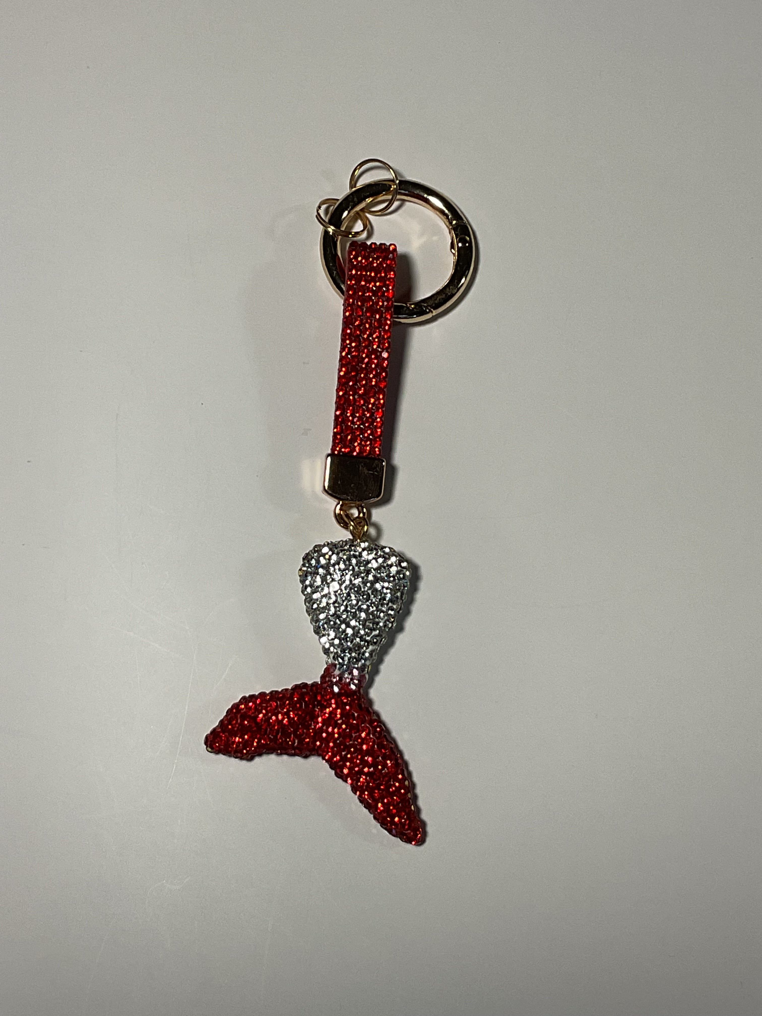 Rhinestone Keychain - Red Mermaid Tale