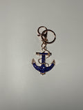 Rhinestone Keychain - Blue Anchor