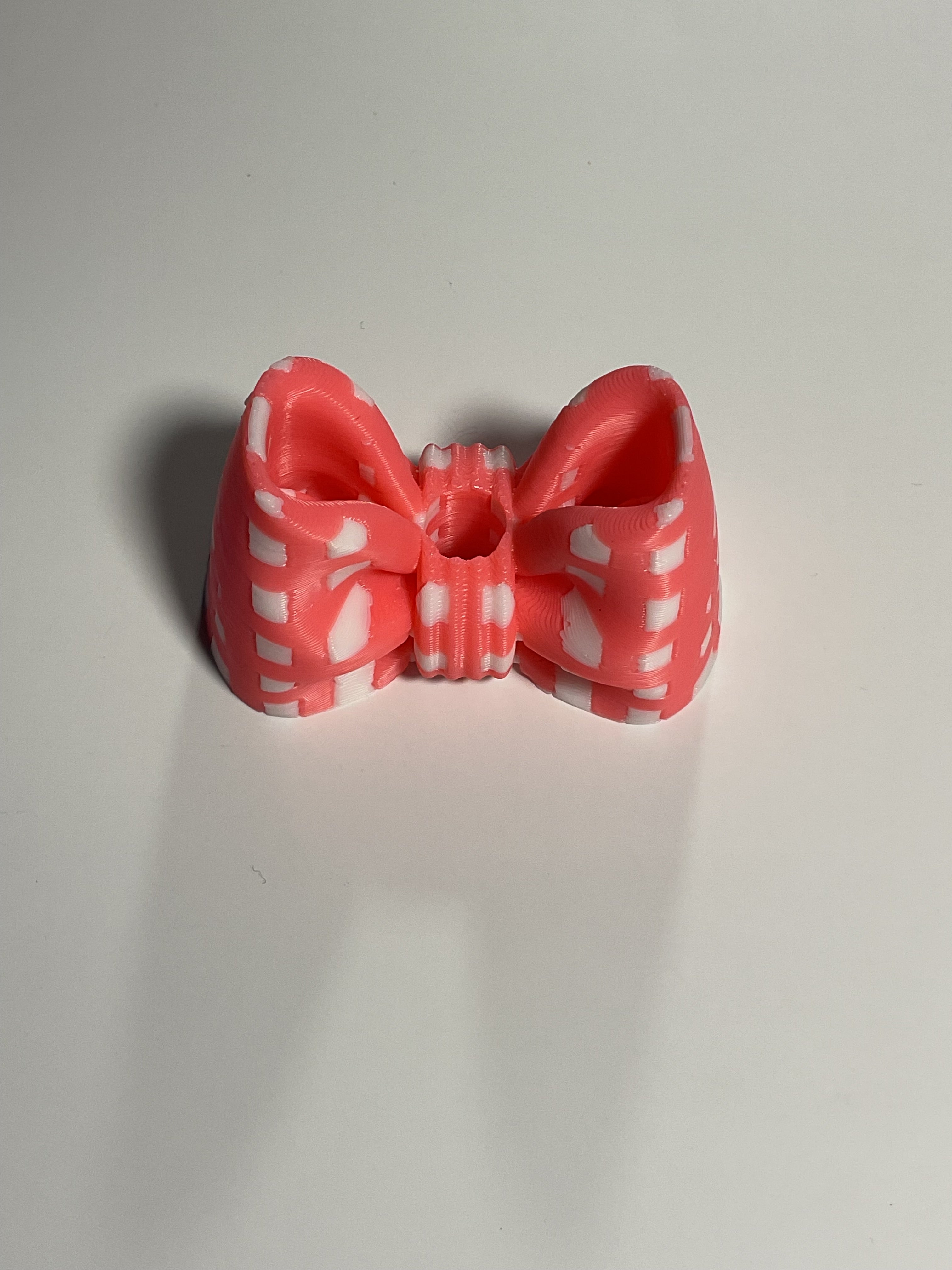 Oversized Straw Topper - Pink & White Checkered Bow