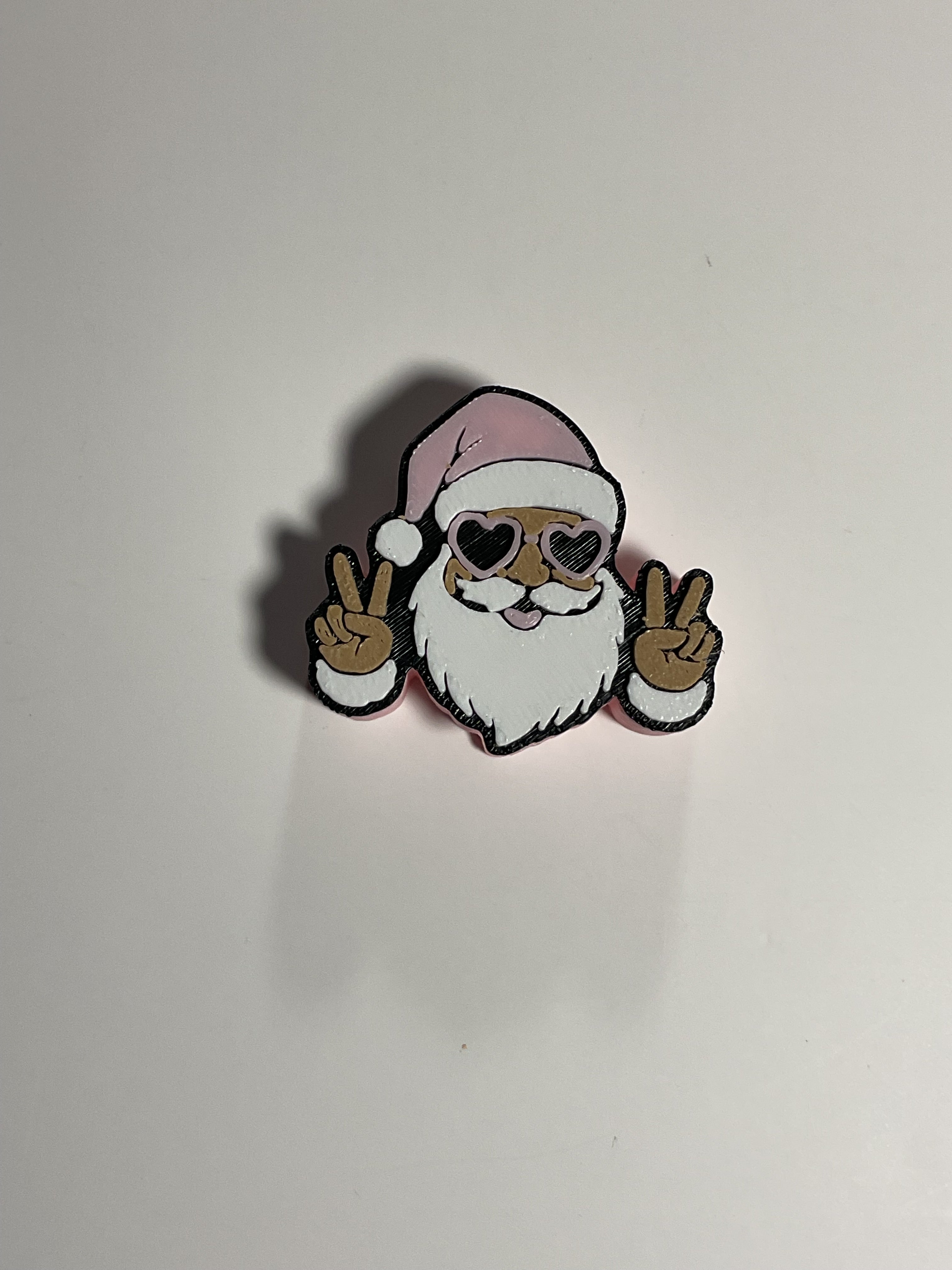 Regular Sized Straw Topper - Pink Santa