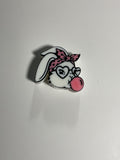 Regular Sized Straw Topper -  Bunny blowing bubble