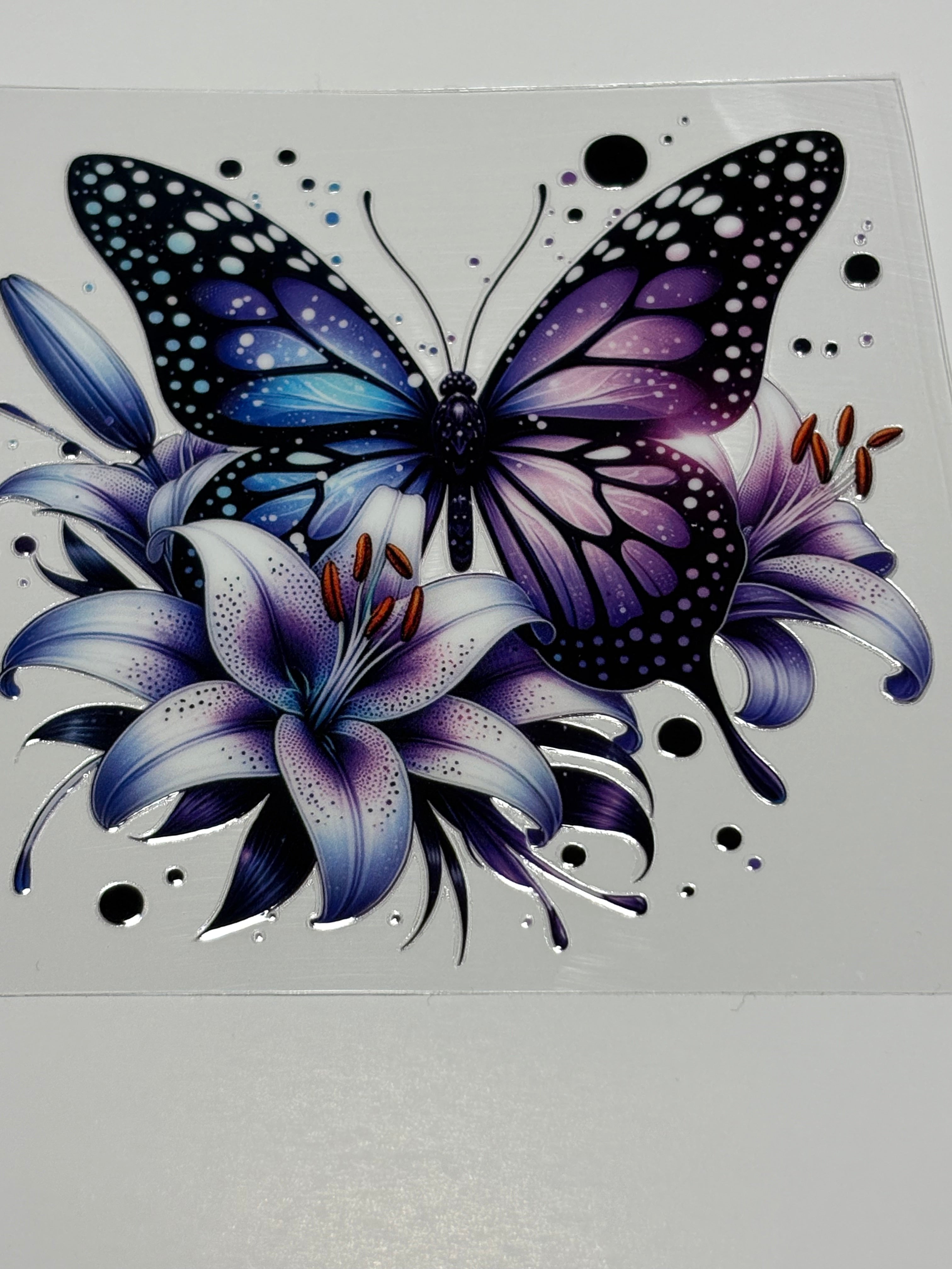 Purple & Blue Butterfly with Matching Flowers