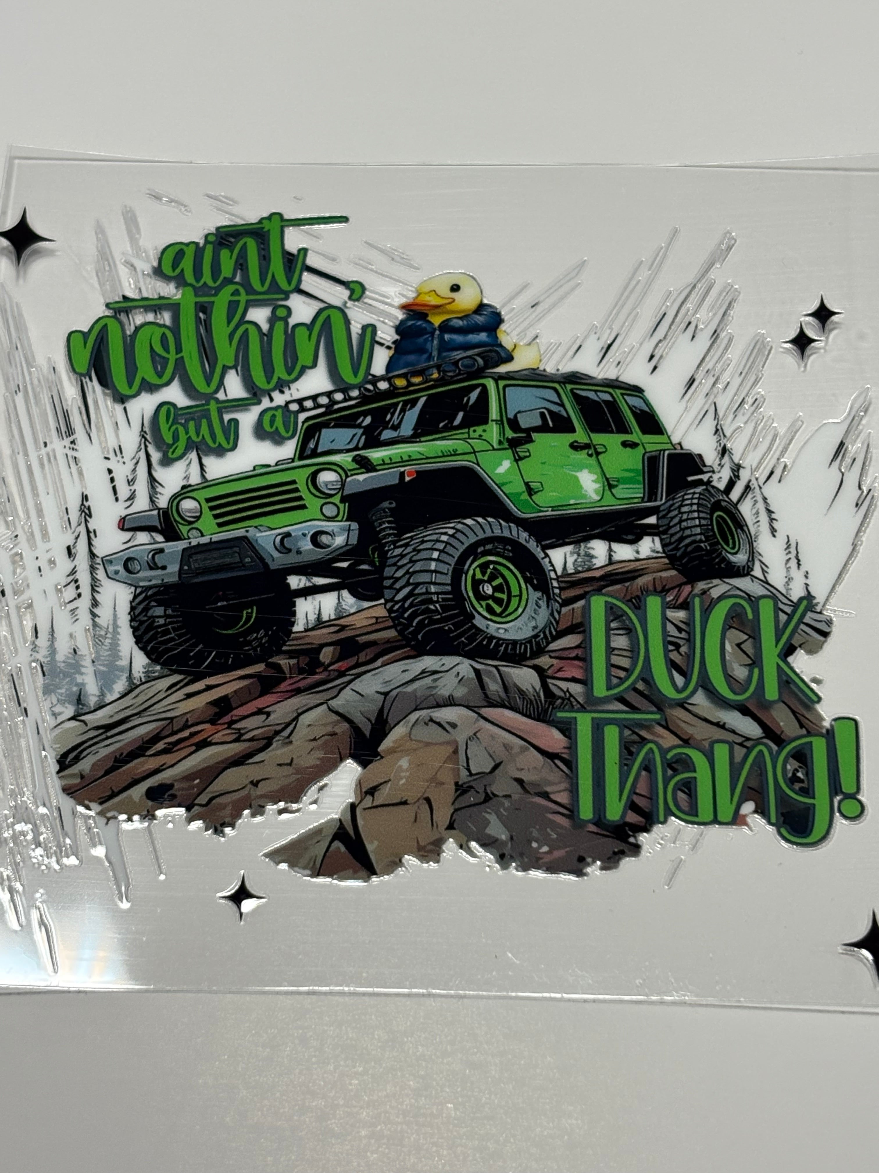 Green Jeep w/ Duck and Quote