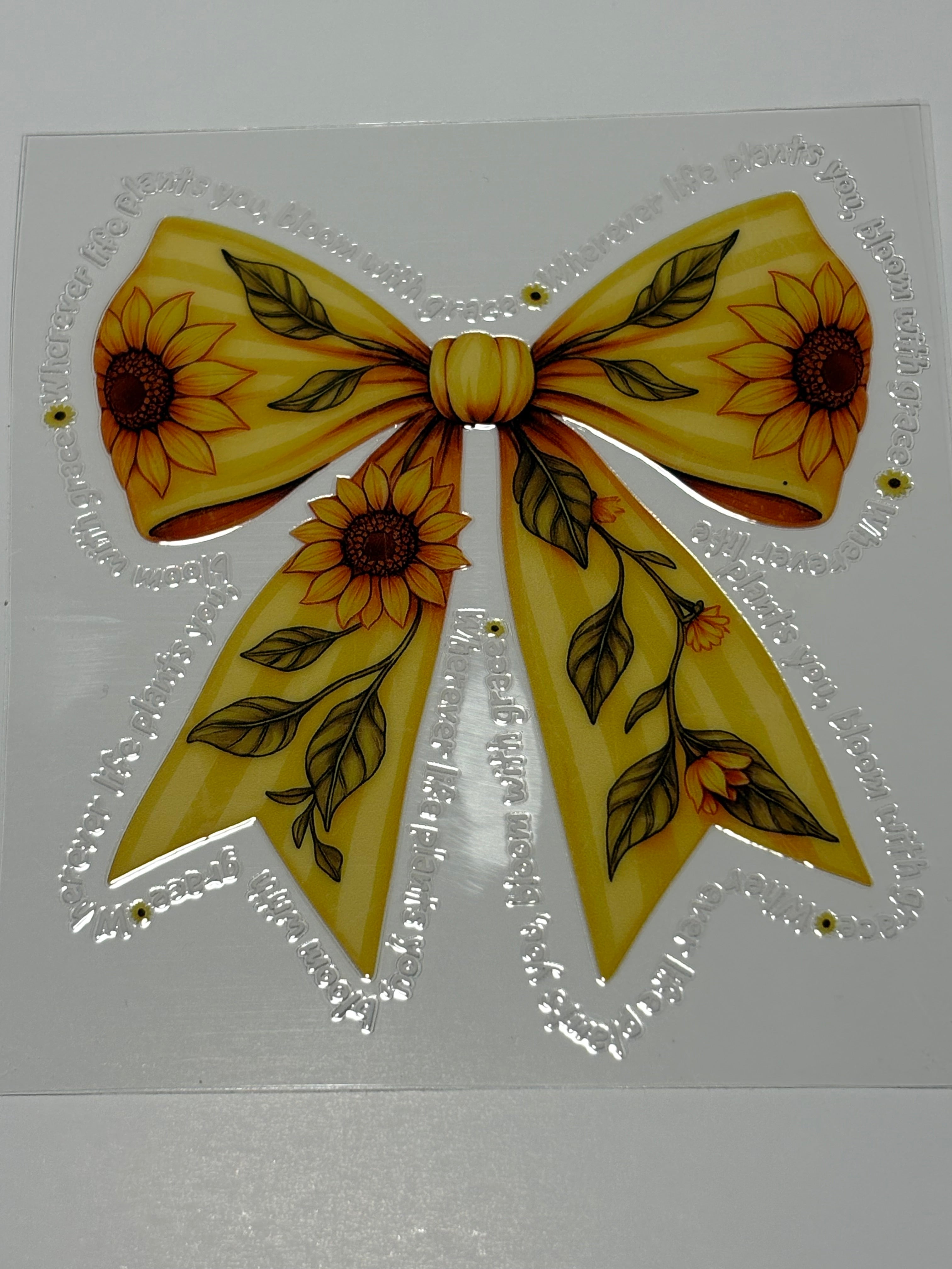 Yellow Bow with Sunflowers and quotes