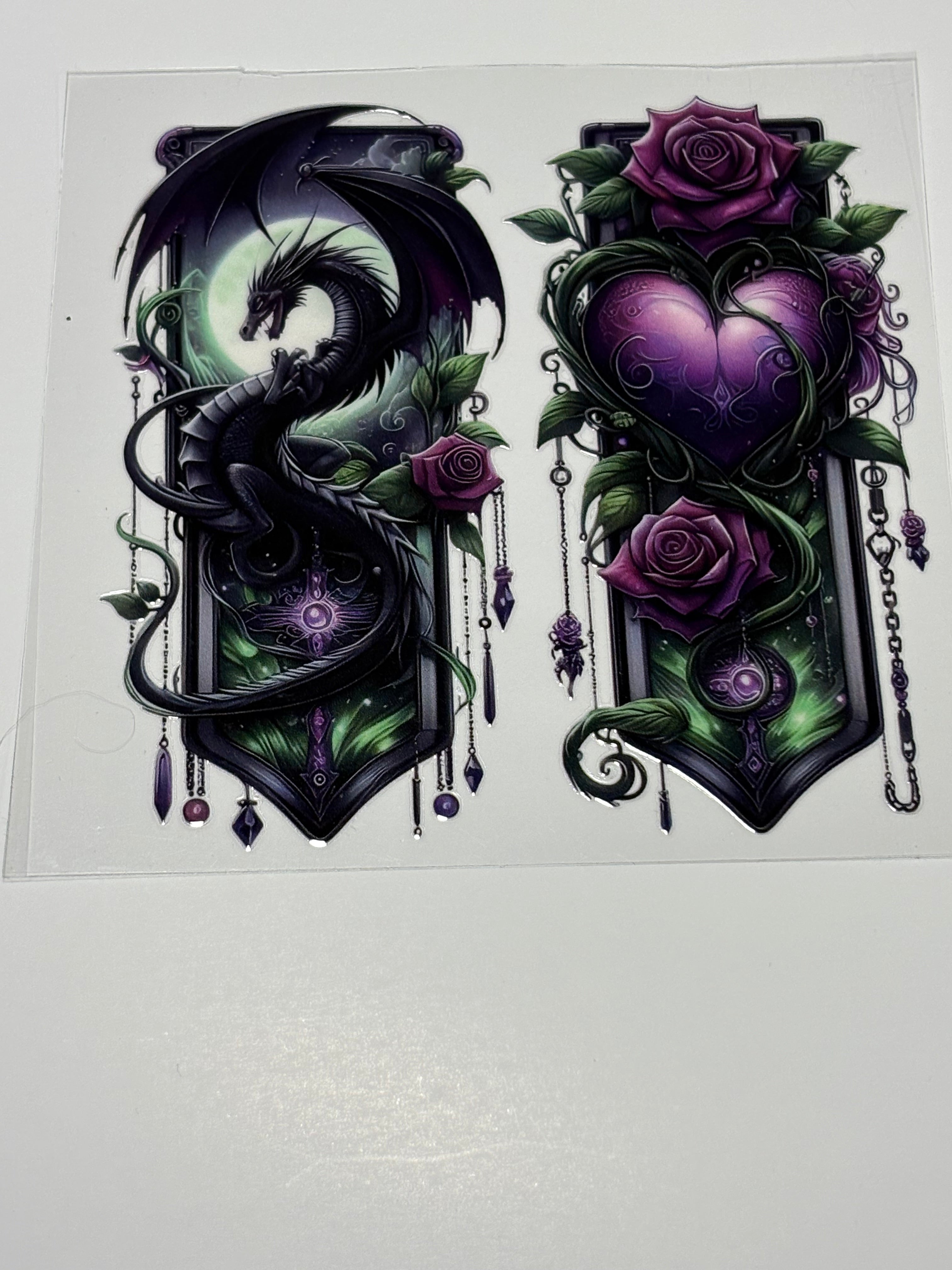 Purple and Green Dragon with Heart