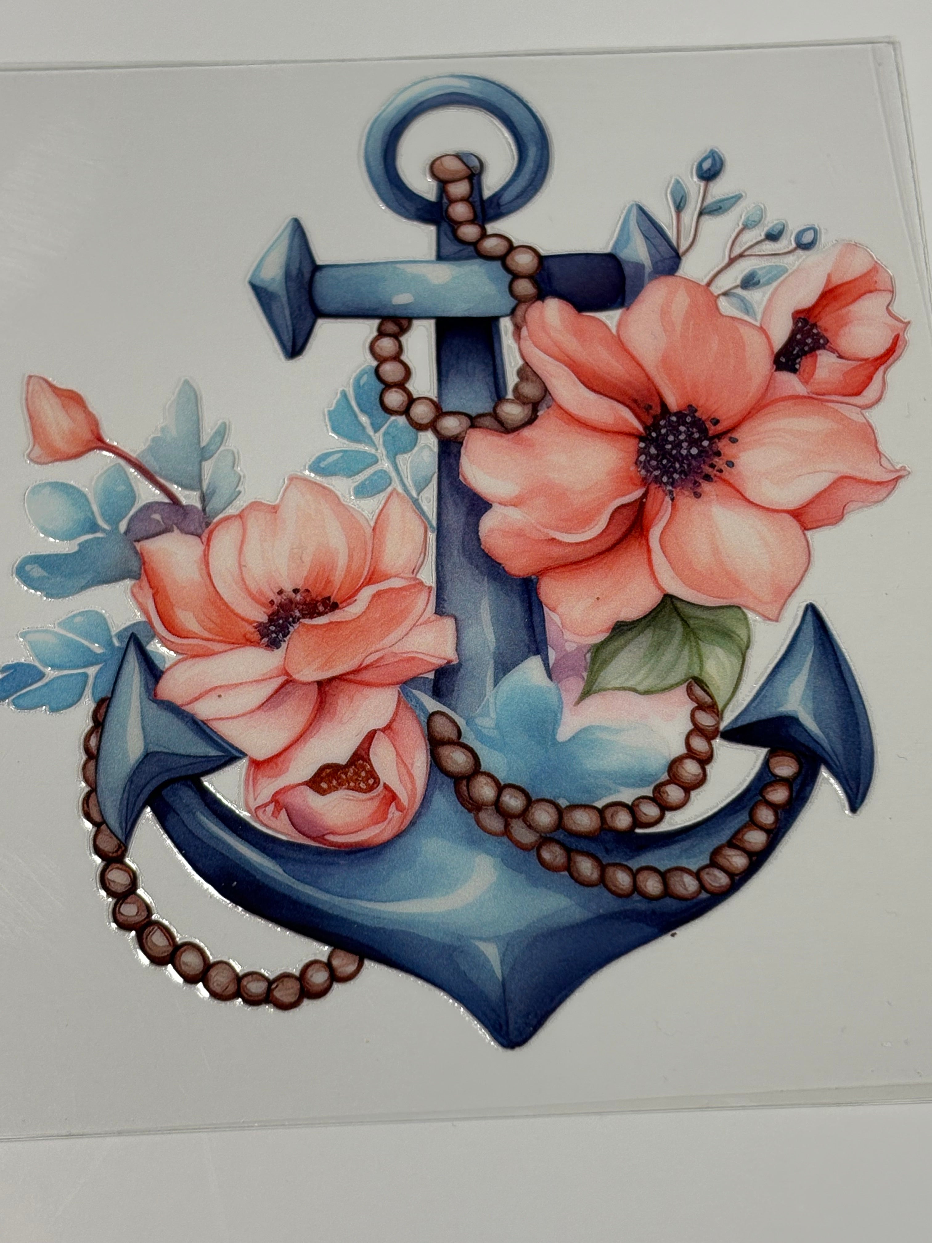 Anchor with Pink Flowers
