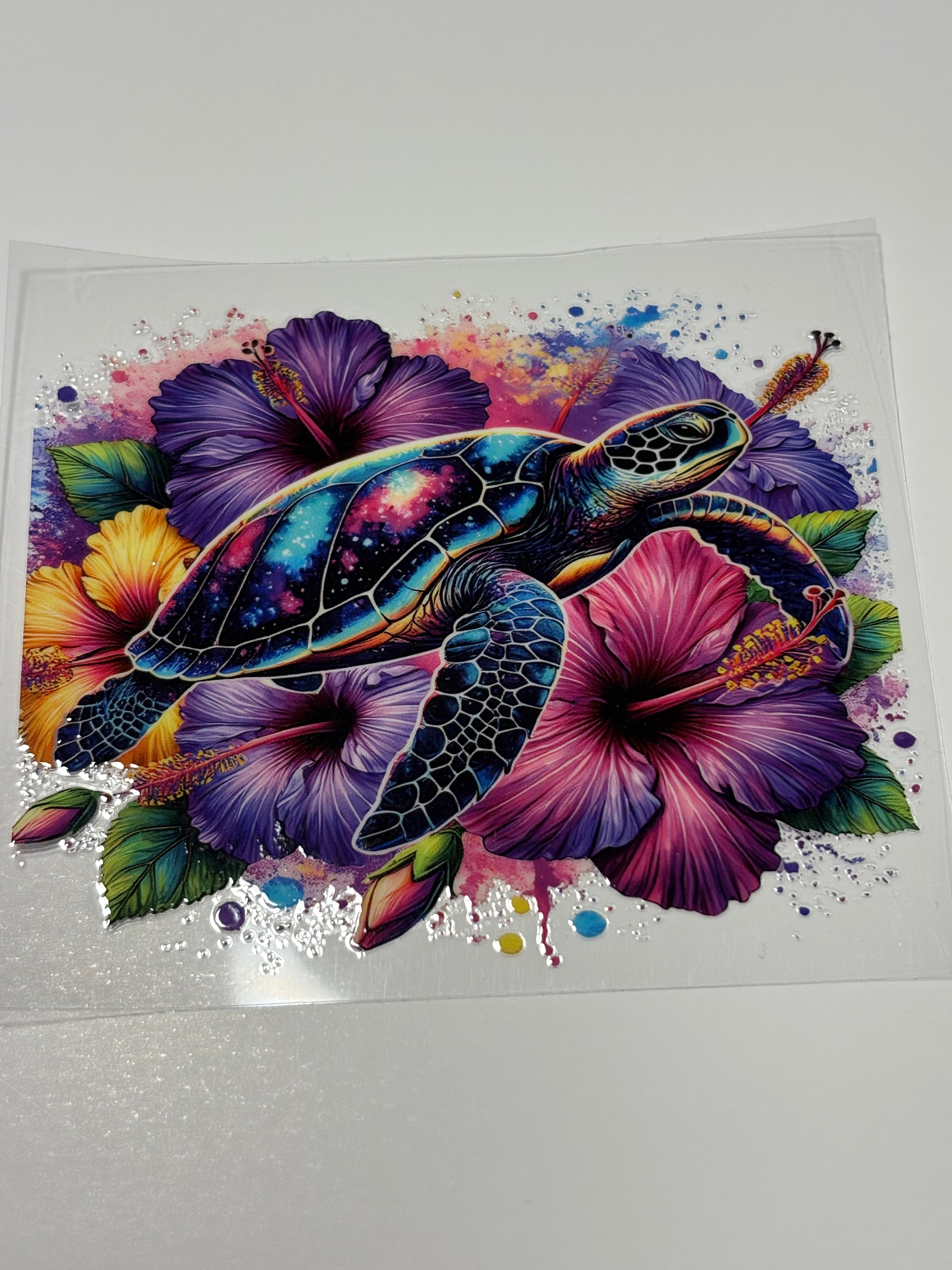 Turtle with purple flowers