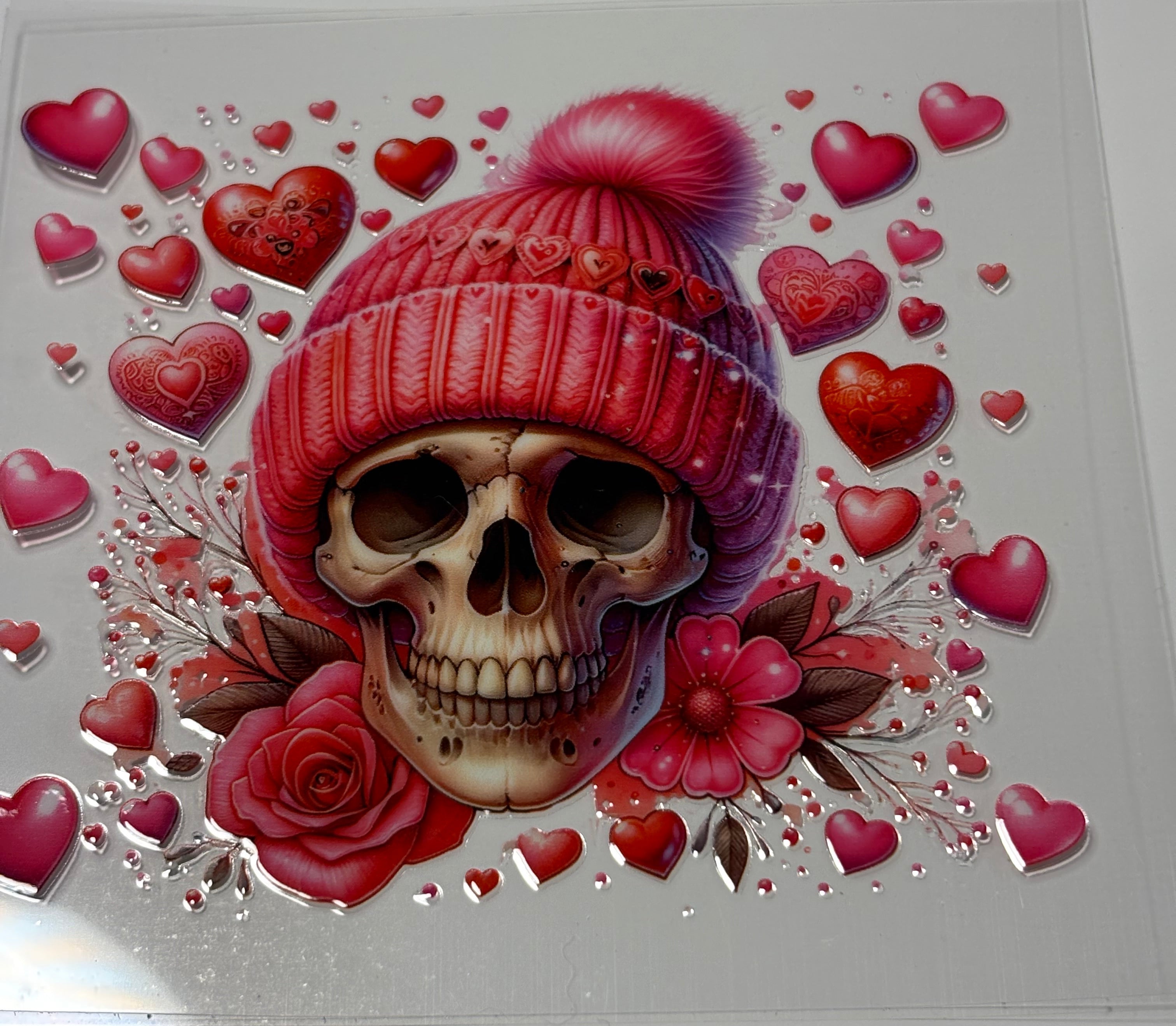 Skull with Pink Beanie