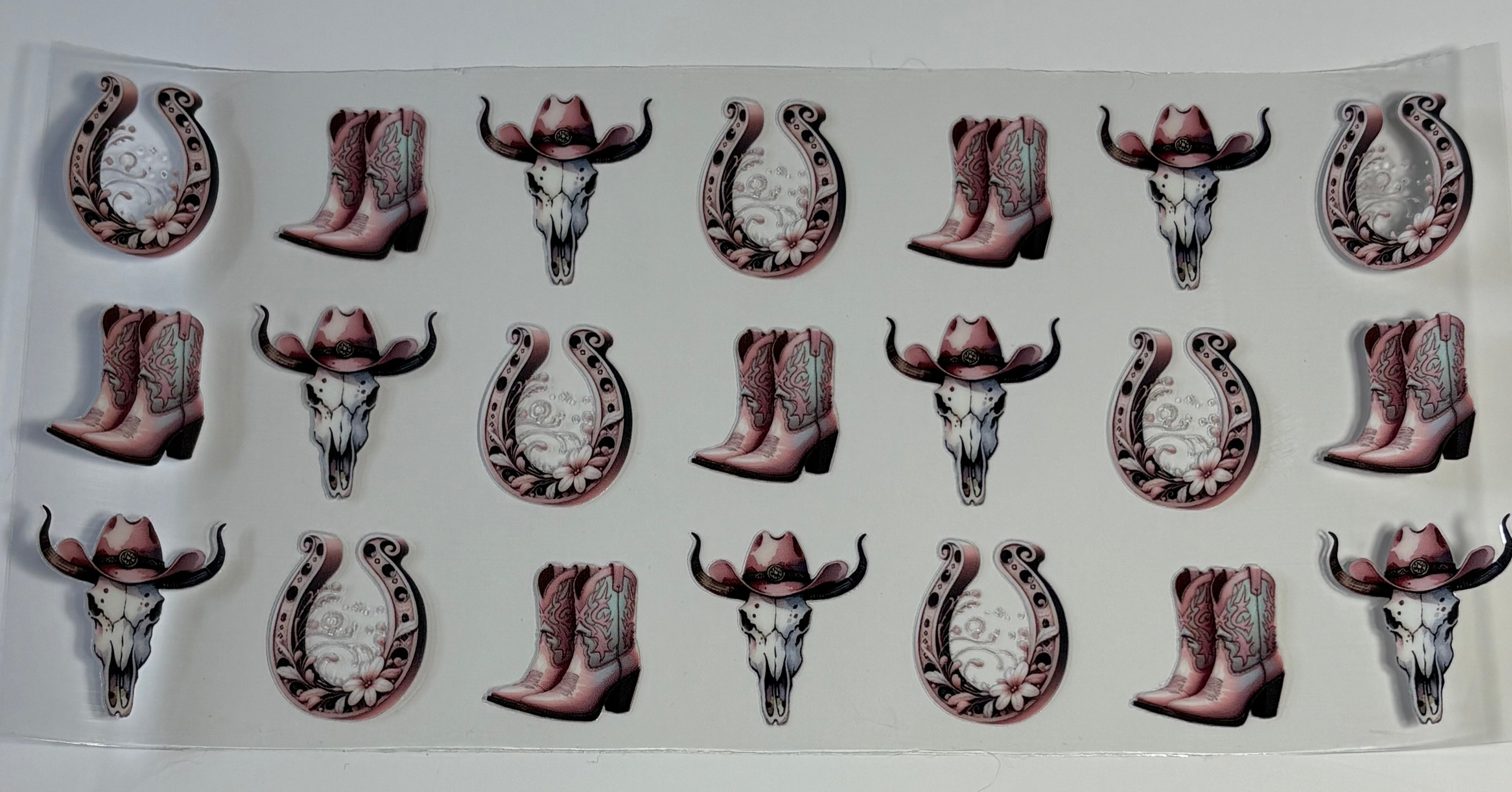 Western-Pink w/ boots, horseshoe