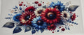 Red,white, blue Flowers