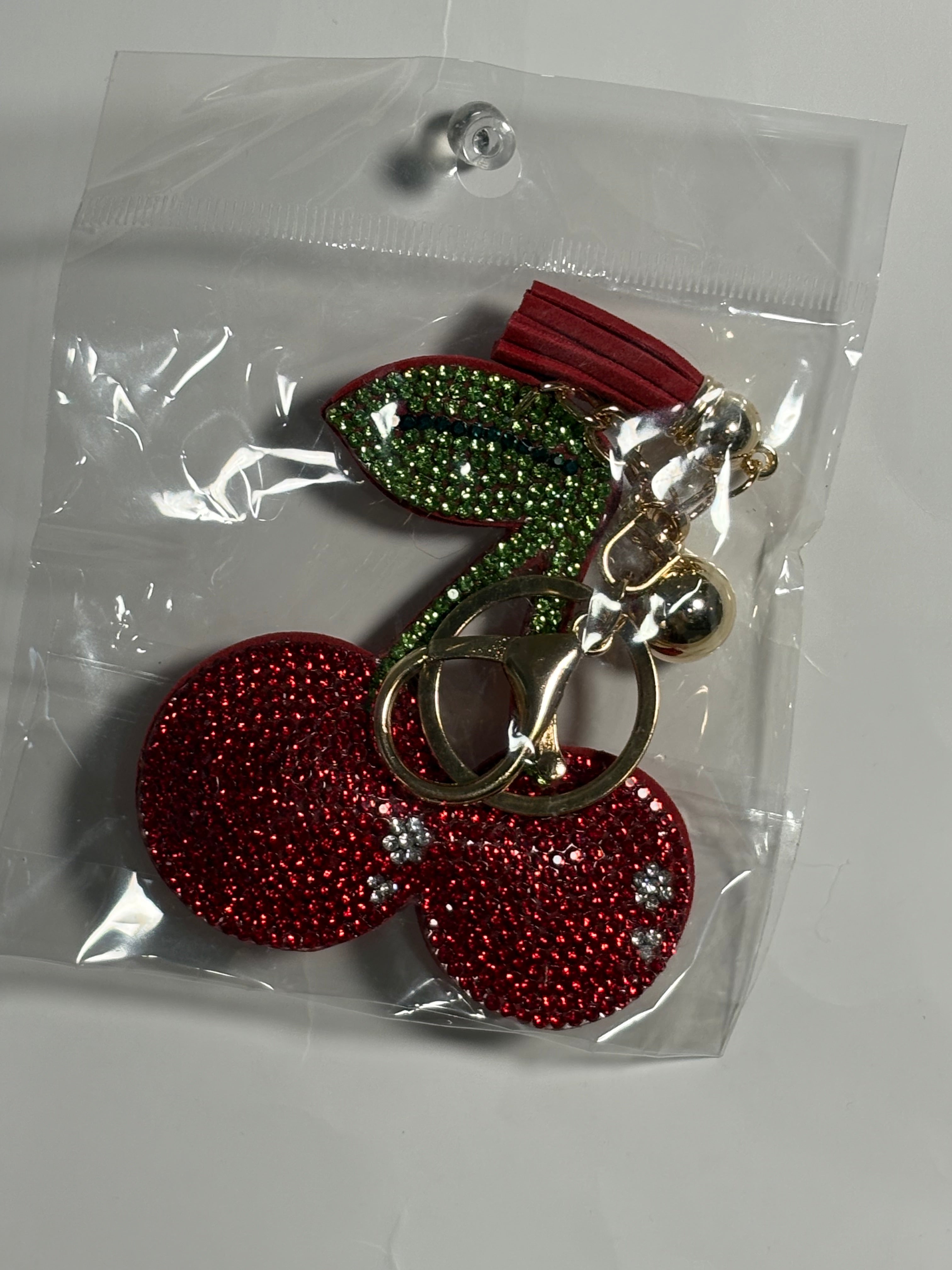 Rhinestone Keychain - Cherry