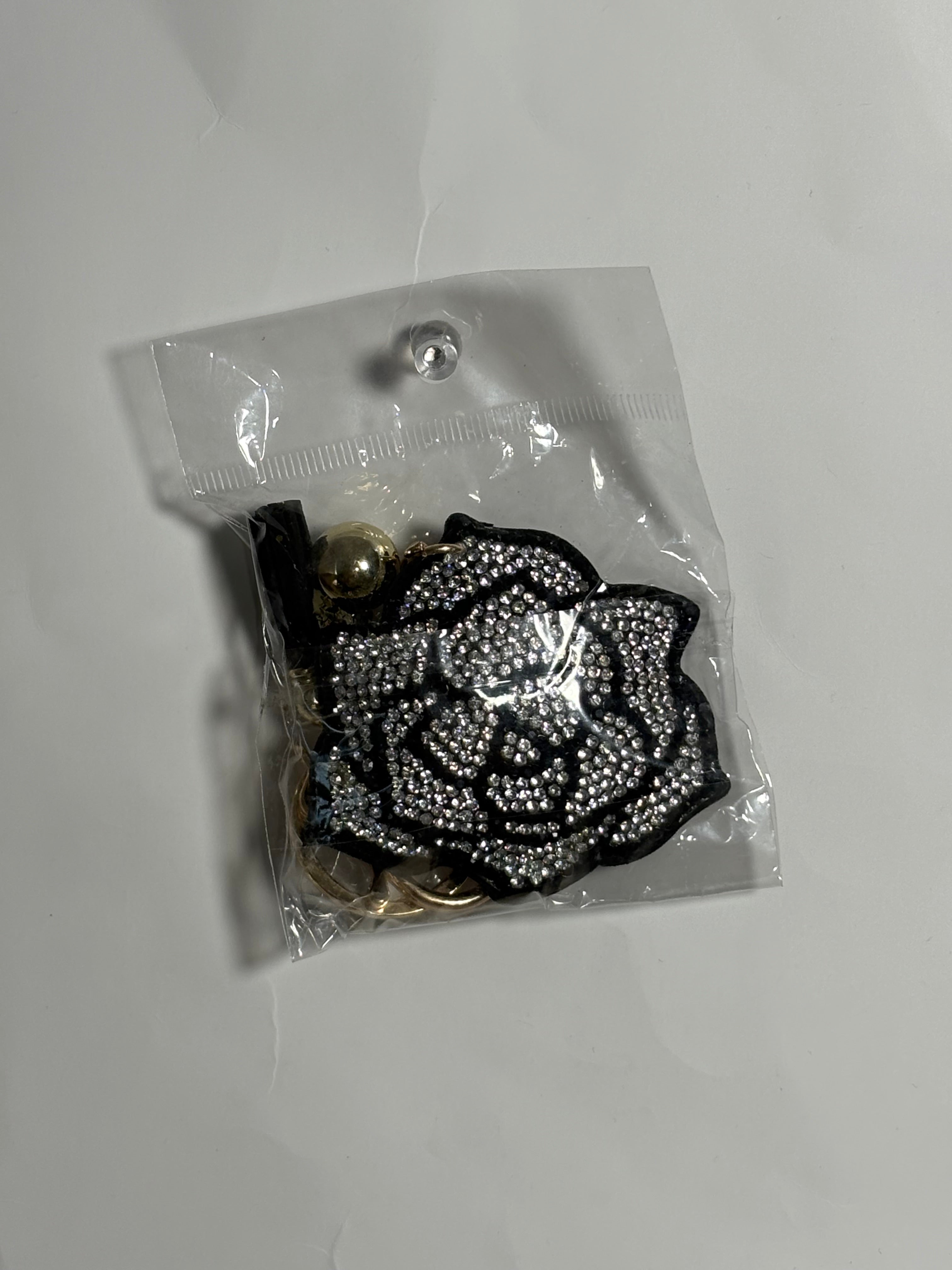 Rhinestone Keychain - Rose(Black)