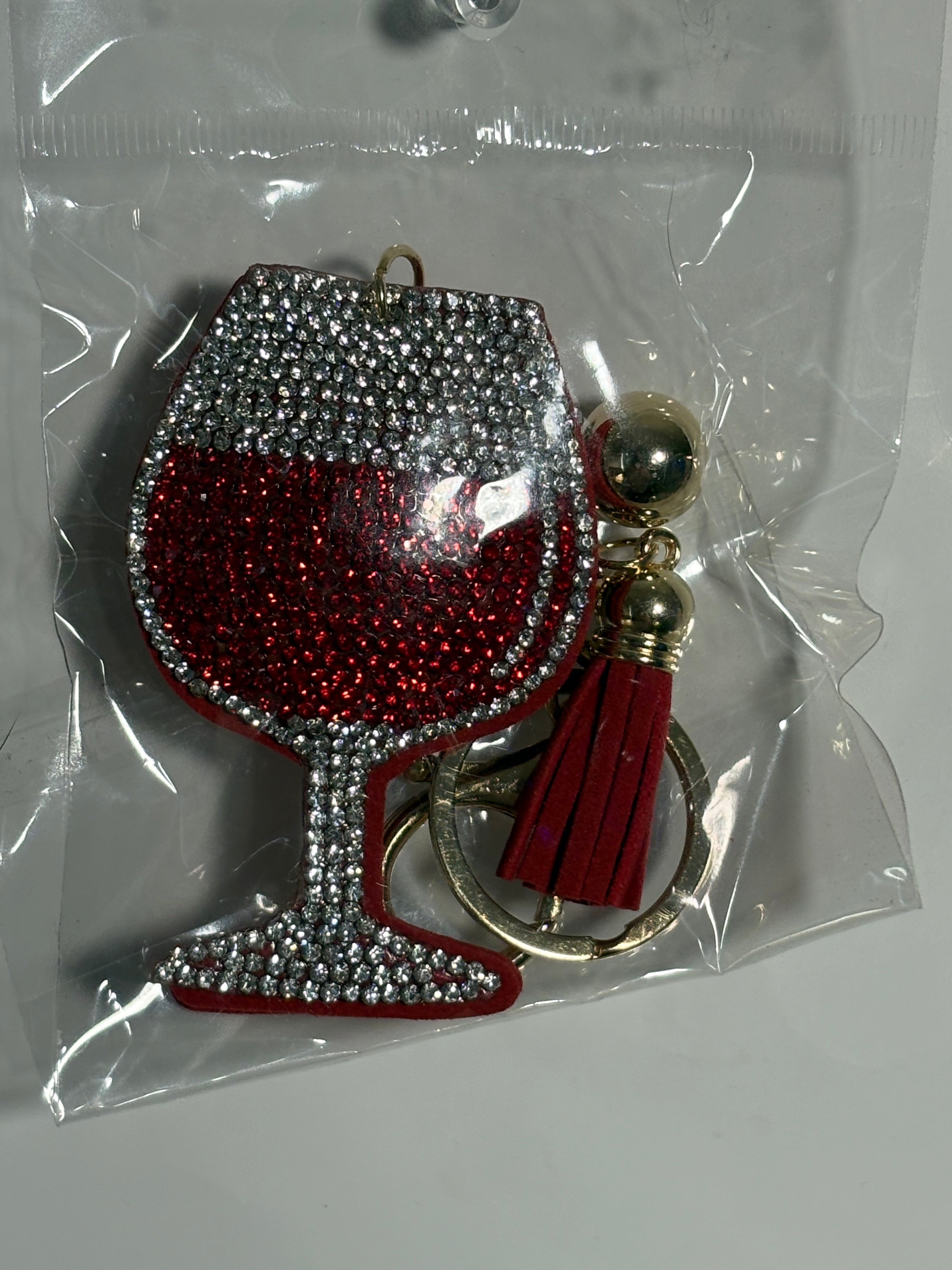 Rhinestone Keychain - Wine
