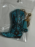Rhinestone Keychain - Blue Cowboy Boots