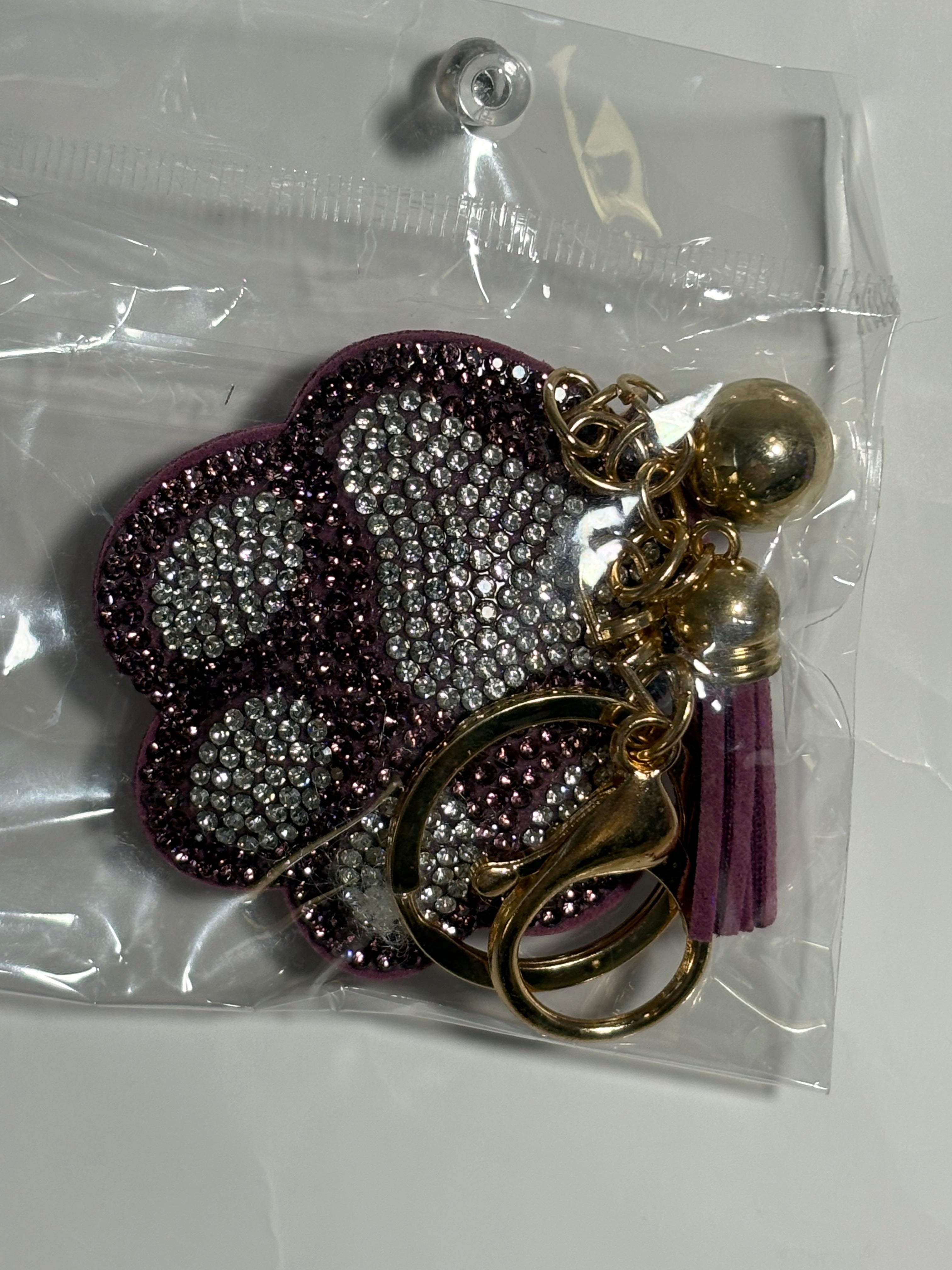 Rhinestone Keychain - Brown Paw Print