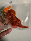 Rhinestone Keychain - Orange Dinosaur