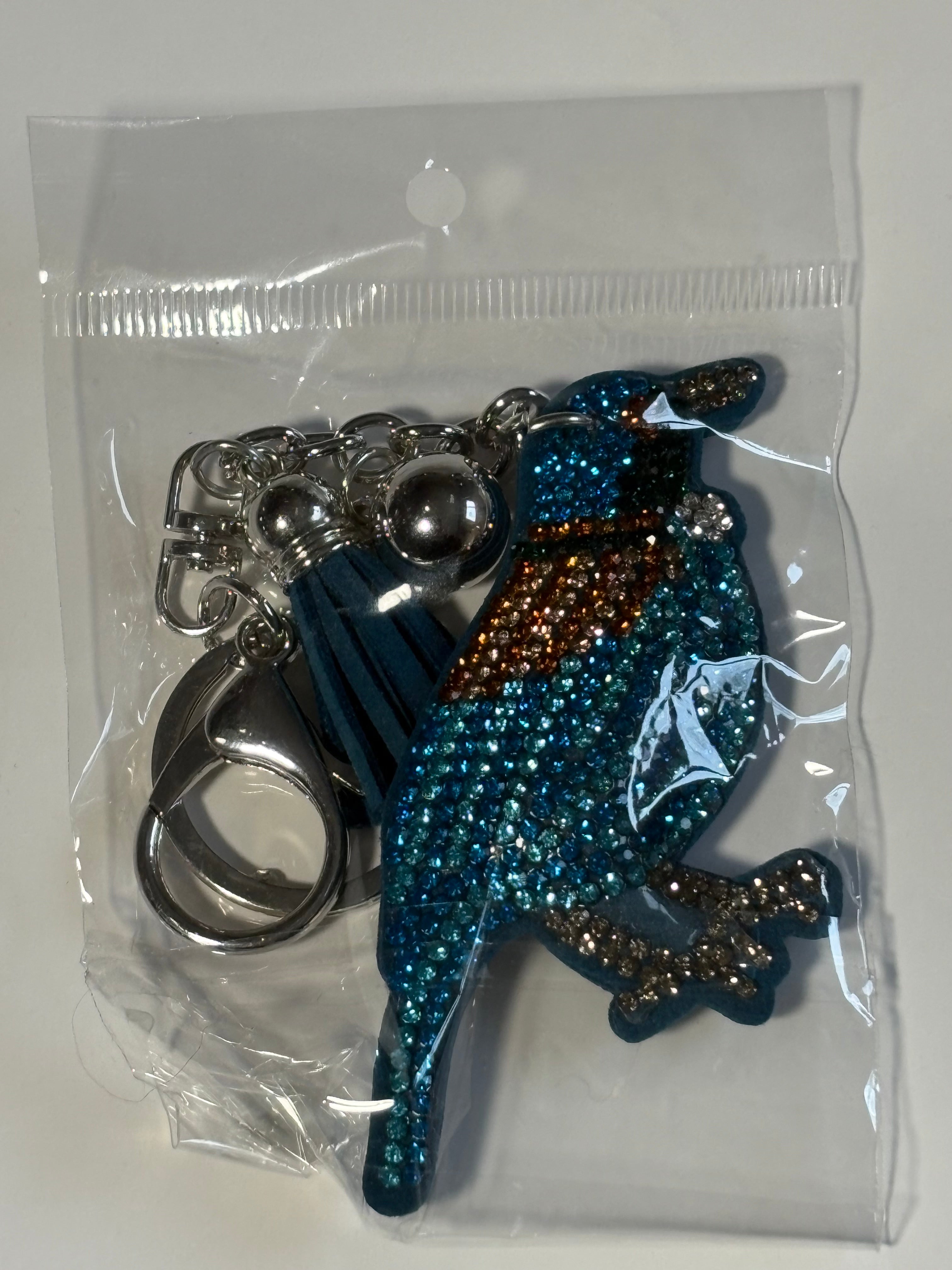 Rhinestone Keychain - Blue Bird