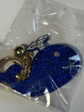 Rhinestone Keychain - Blue Whale