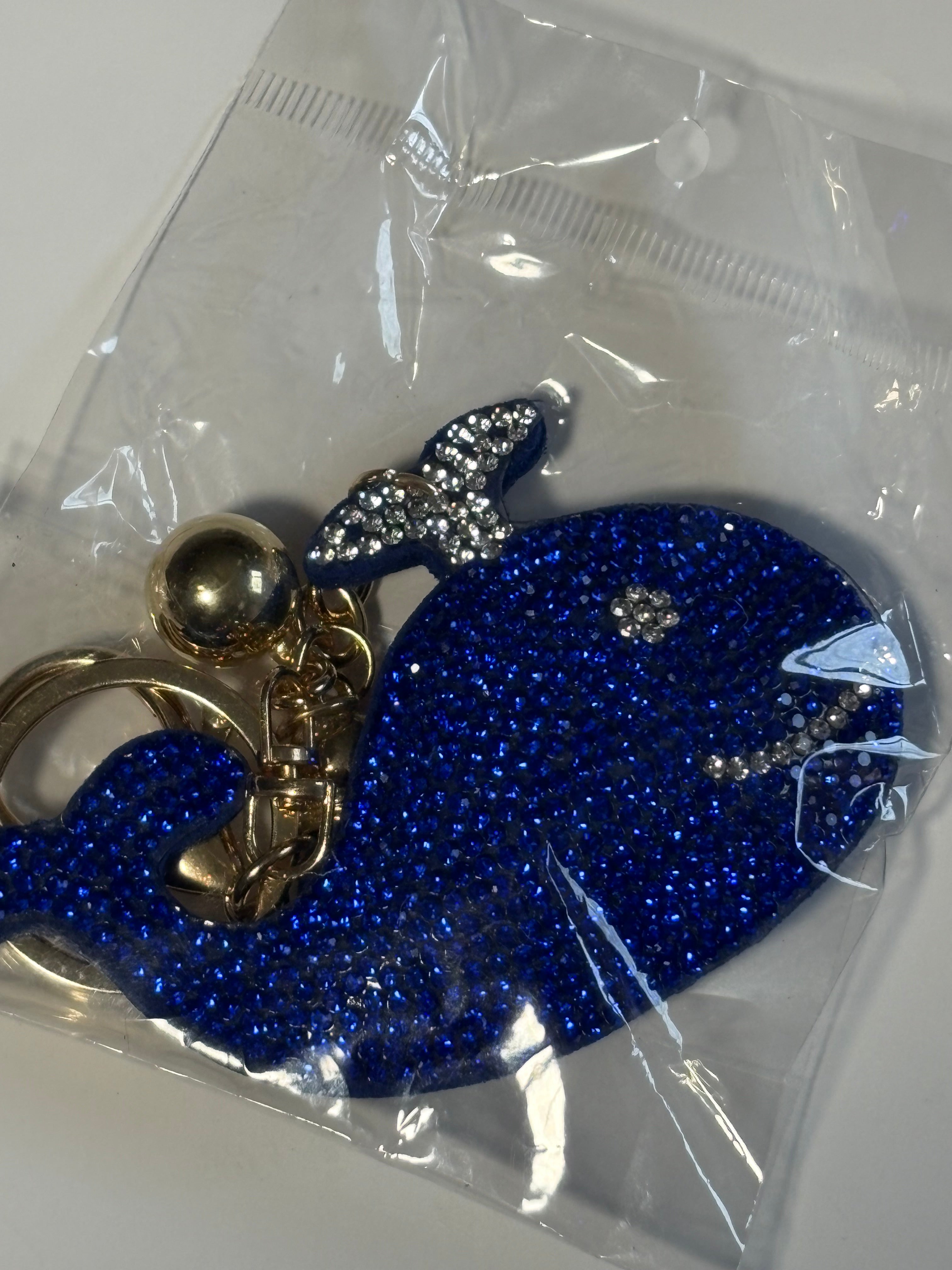 Rhinestone Keychain - Blue Whale