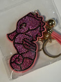 Rhinestone Keychain - Seahorse Pink