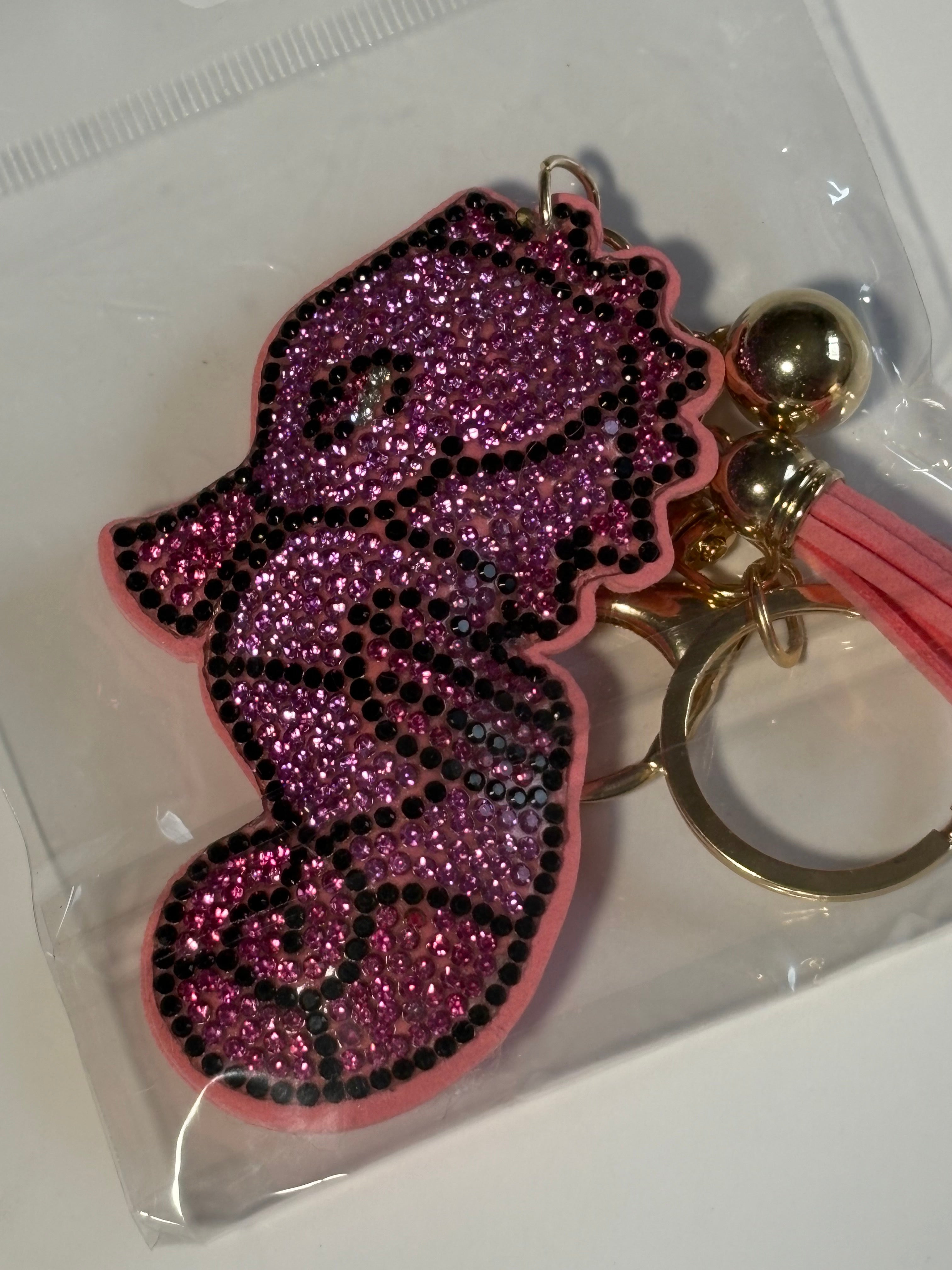 Rhinestone Keychain - Seahorse Pink