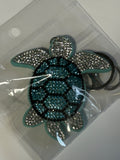 Rhinestone Keychain - Teal Turtle