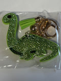 Rhinestone Keychain - Green Dino