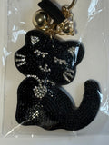 Rhinestone Keychain - Black Cat w/heart