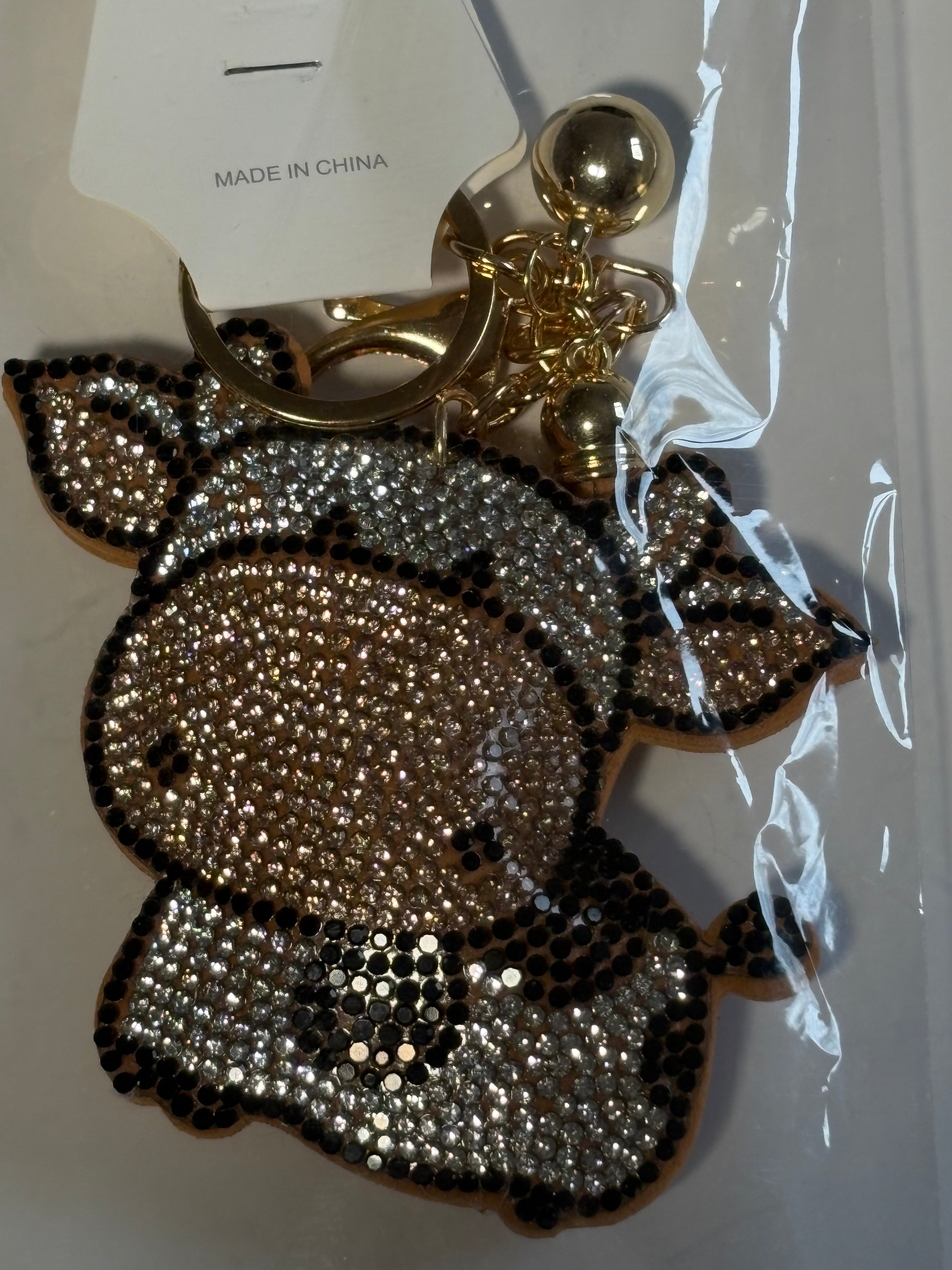 Rhinestone Keychain - Cow