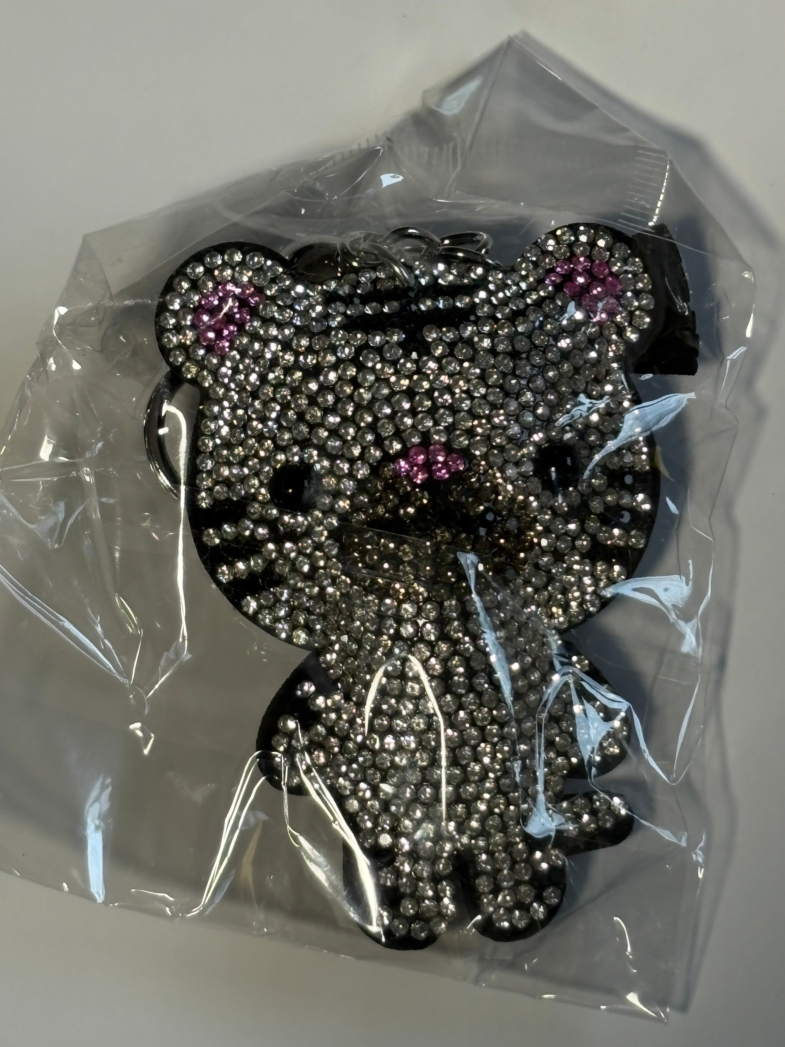 Rhinestone Keychain - Silver Cat