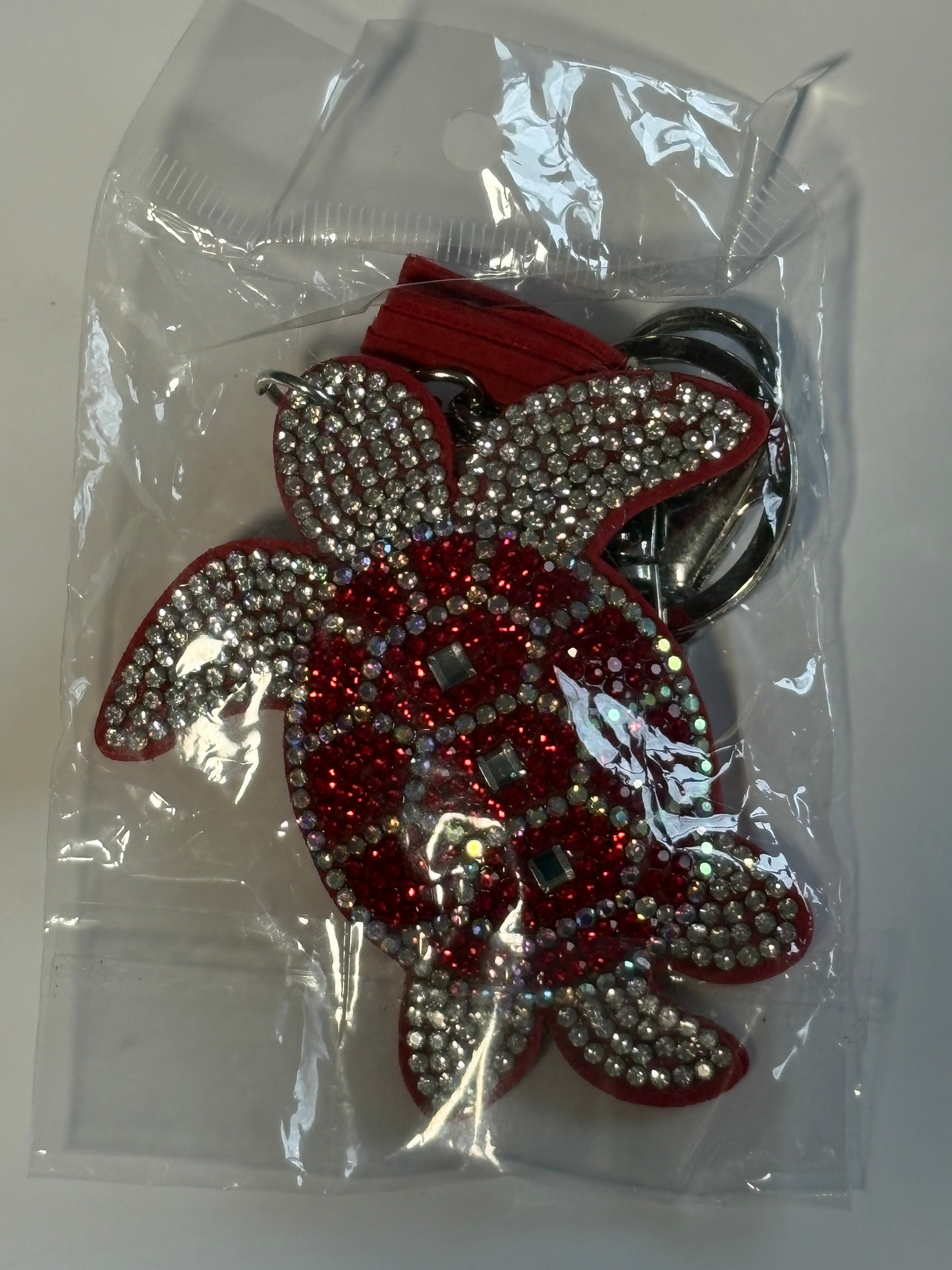 Rhinestone Keychain - Red Turtle