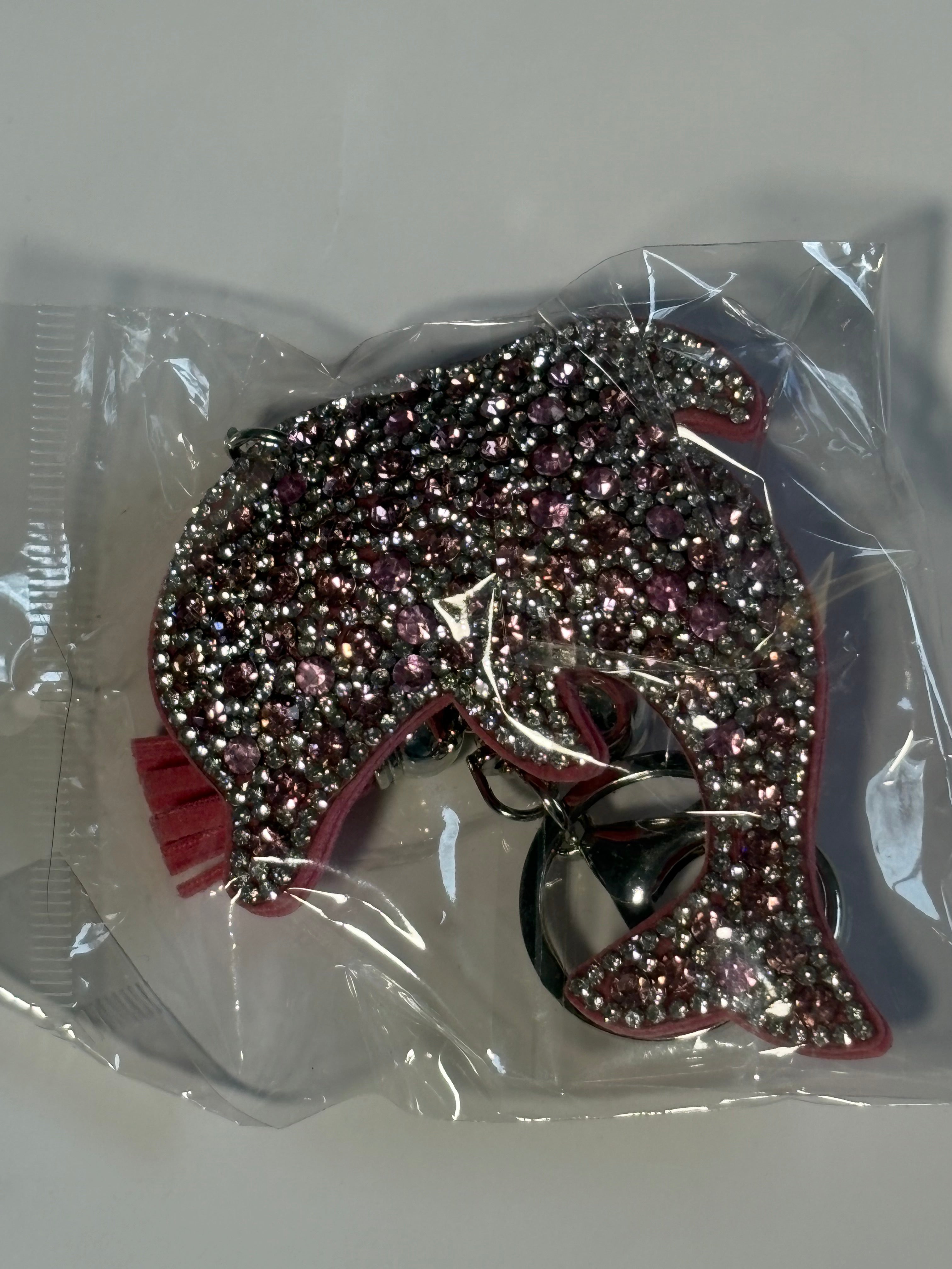 Rhinestone Keychain - Pink Dolphin