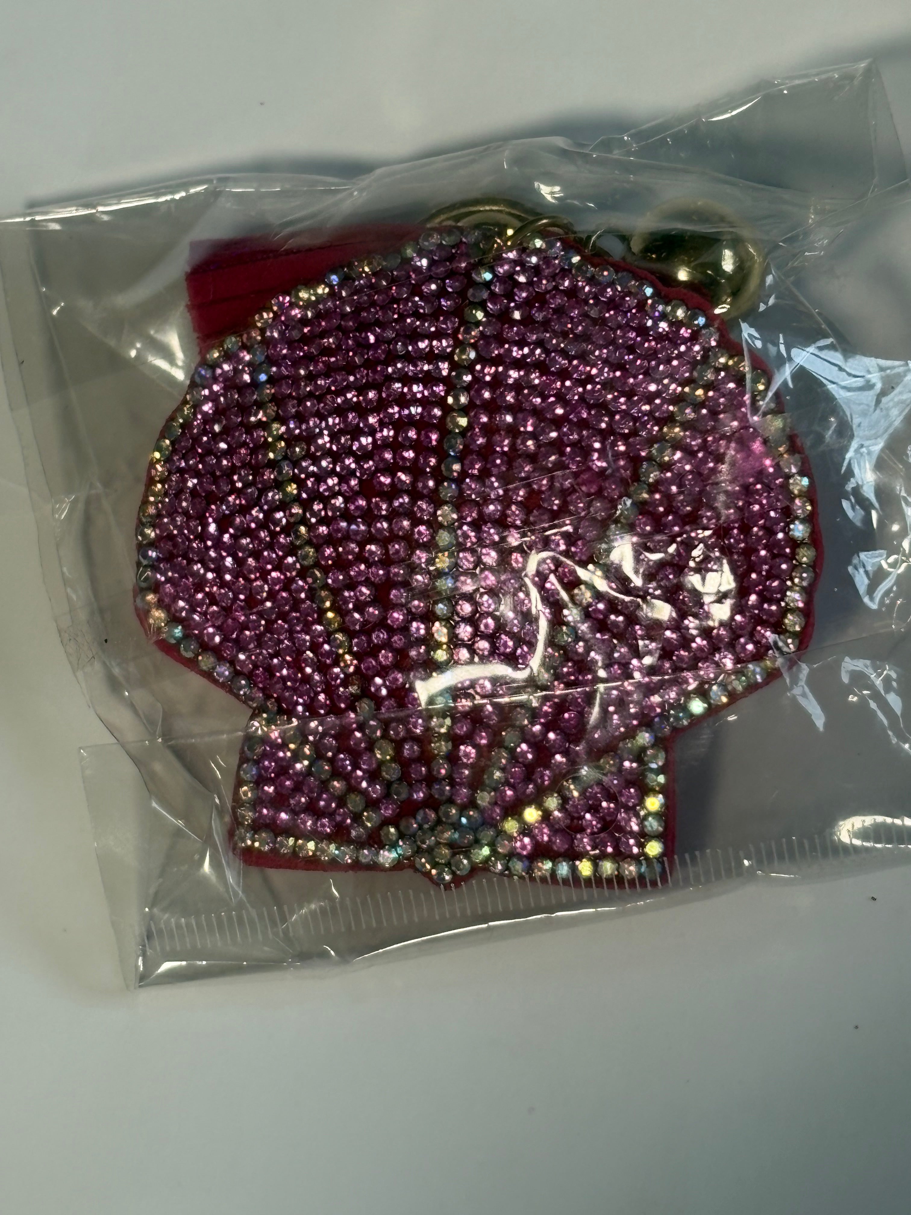 Rhinestone Keychain - Pink Shell