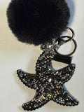 Rhinestone Keychain - Black Starfish