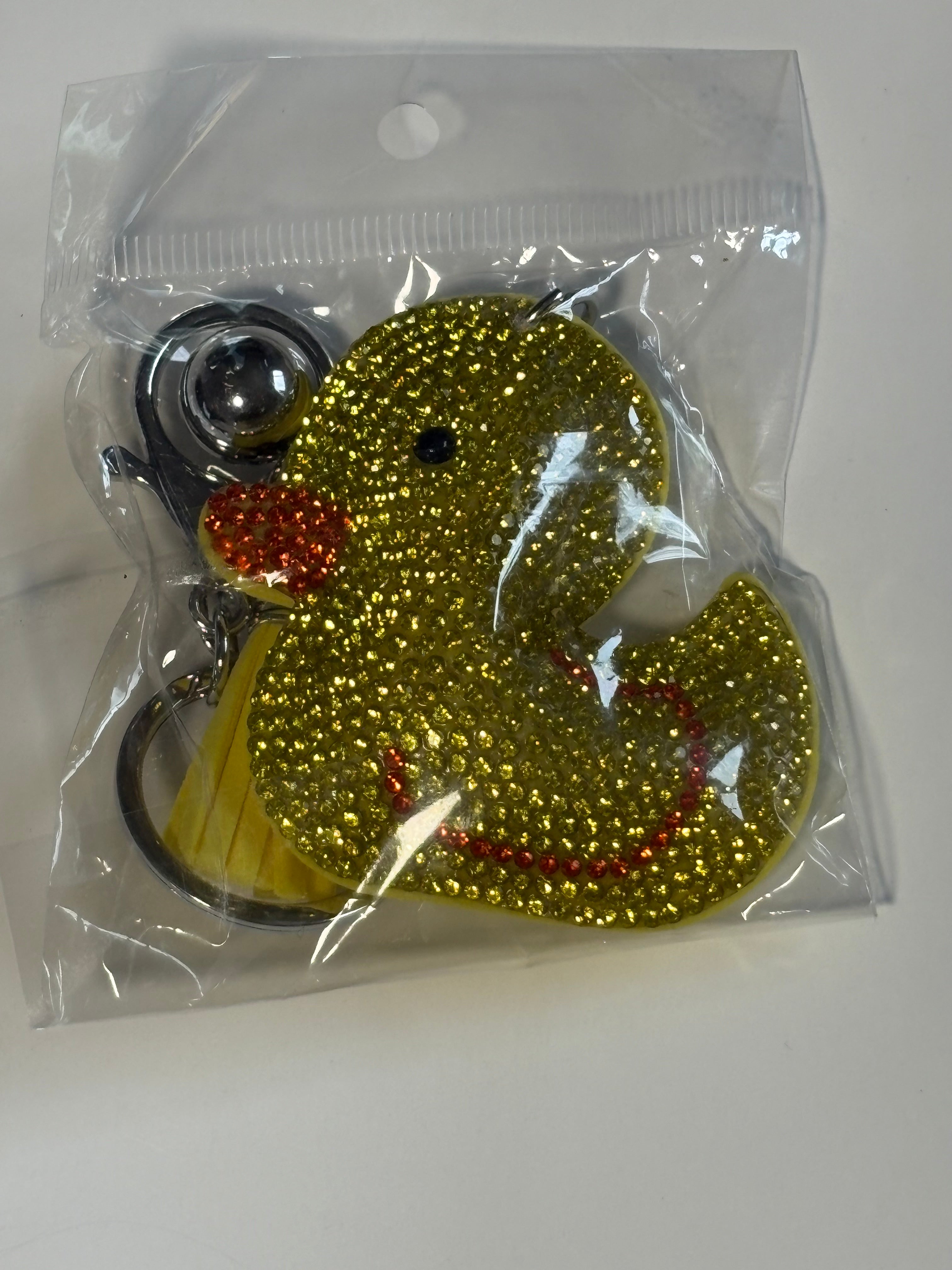 Rhinestone Keychain - Duck