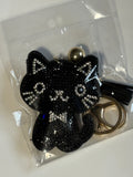 Rhinestone Keychain - Black Cat w/ bowtie