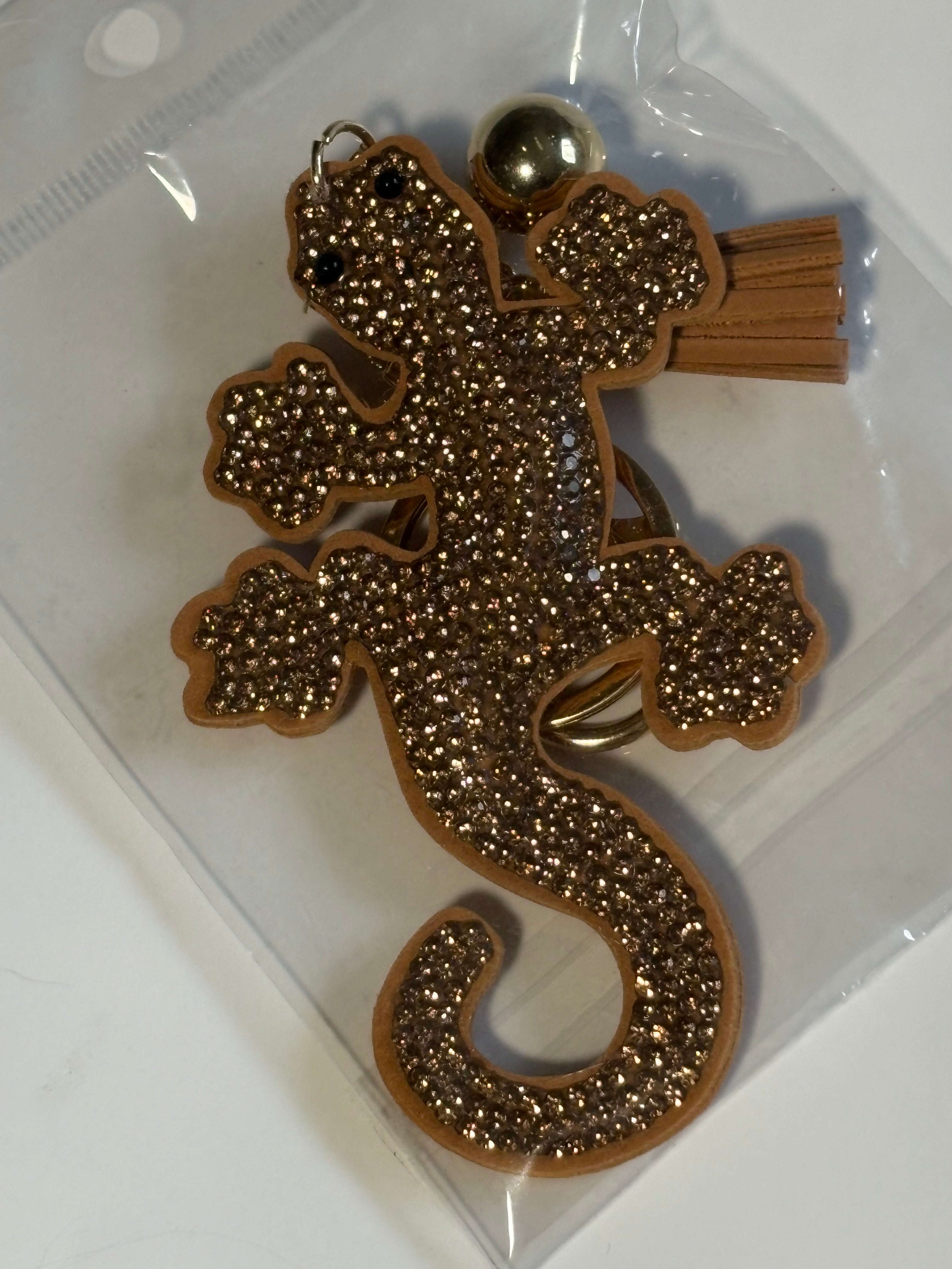 Rhinestone Keychain - Lizard