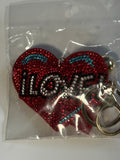 Rhinestone Keychain - Red Heart