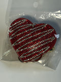 Rhinestone Keychain - Red Heart white stripes