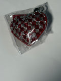 Rhinestone Keychain - Red/Silver Heart