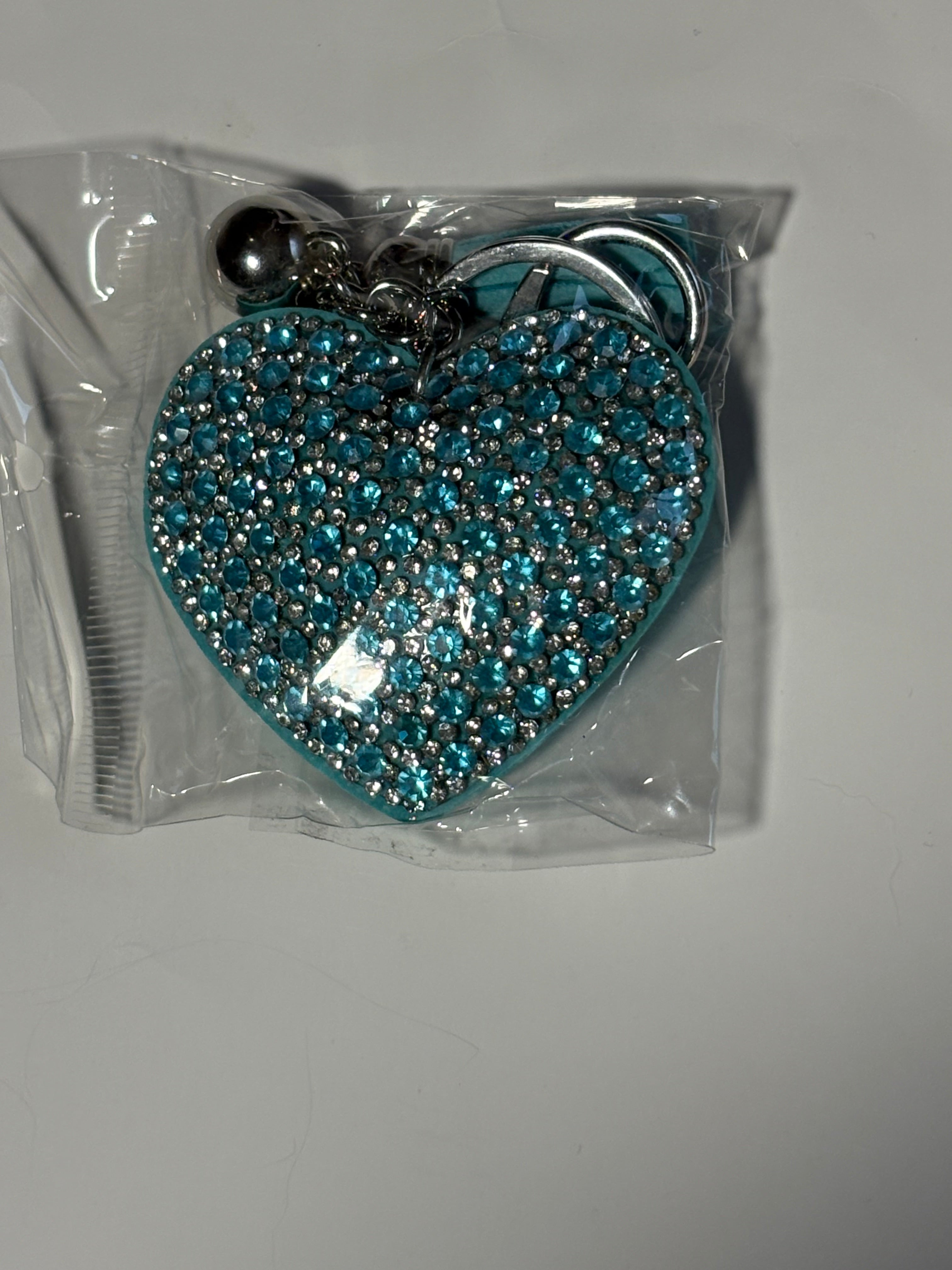 Rhinestone Keychain - Blue Heart