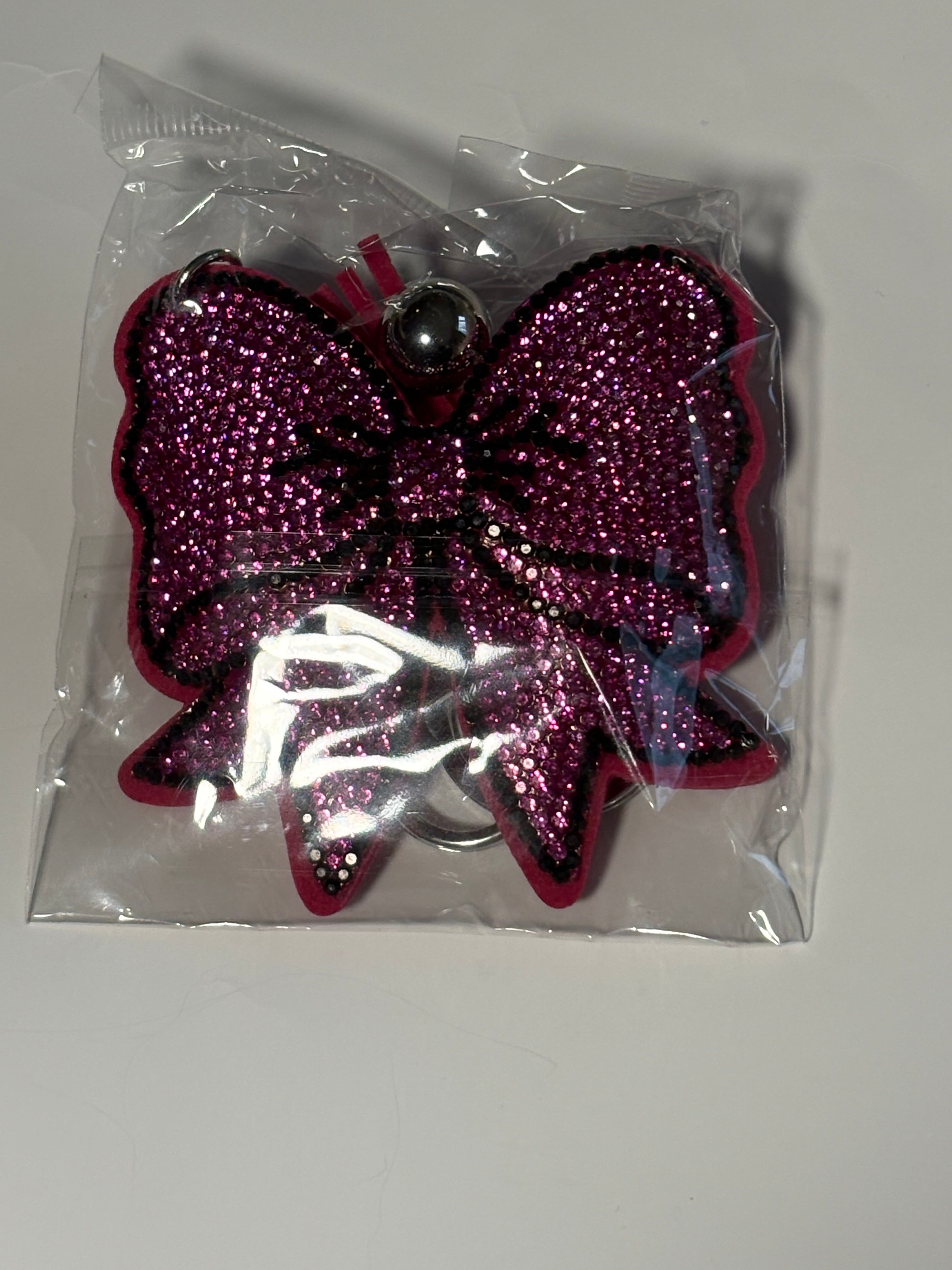 Rhinestone Keychain - Pink Bow